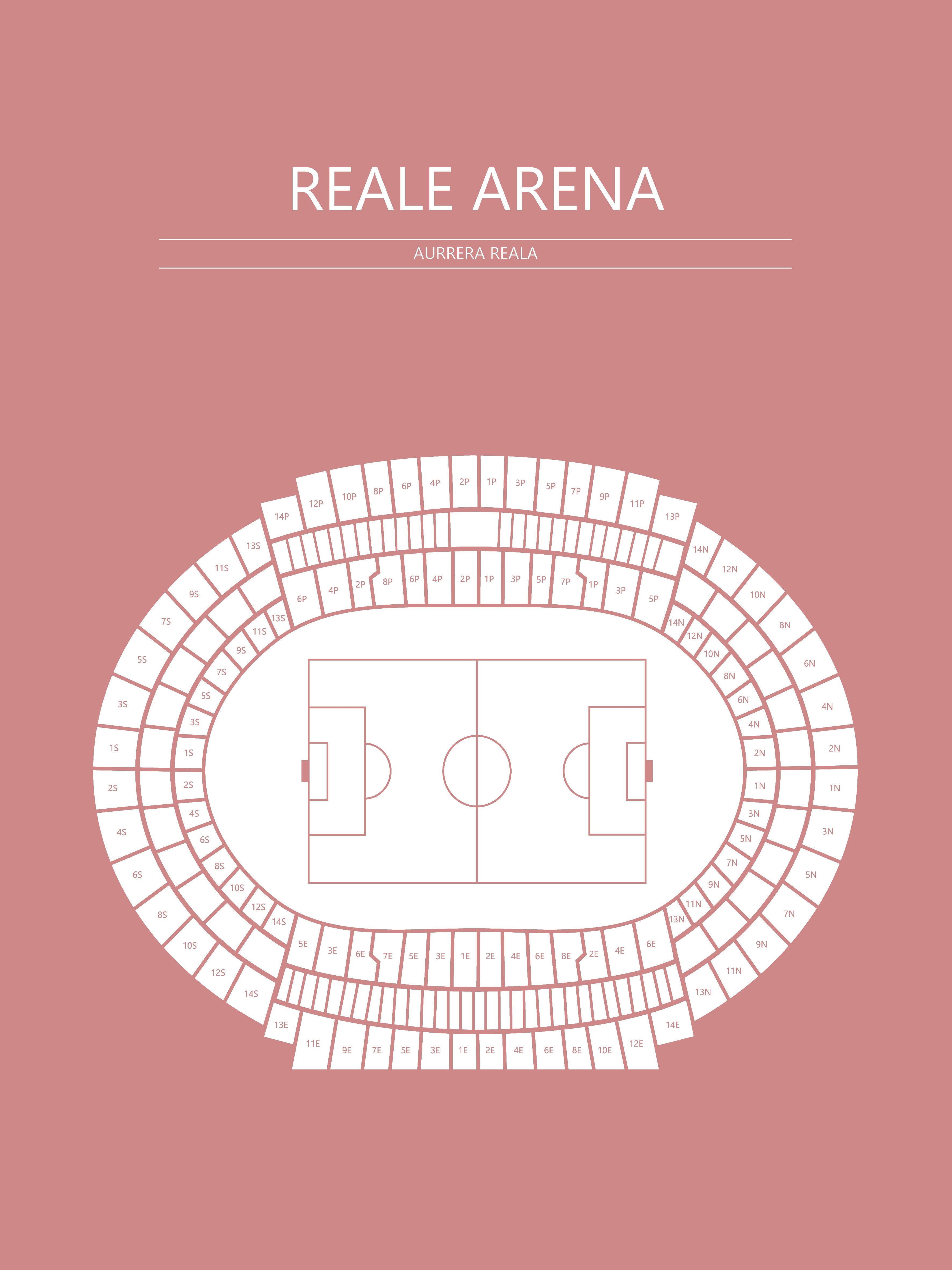 Fodbold plakat Real Sociedad Reale Arena Blush