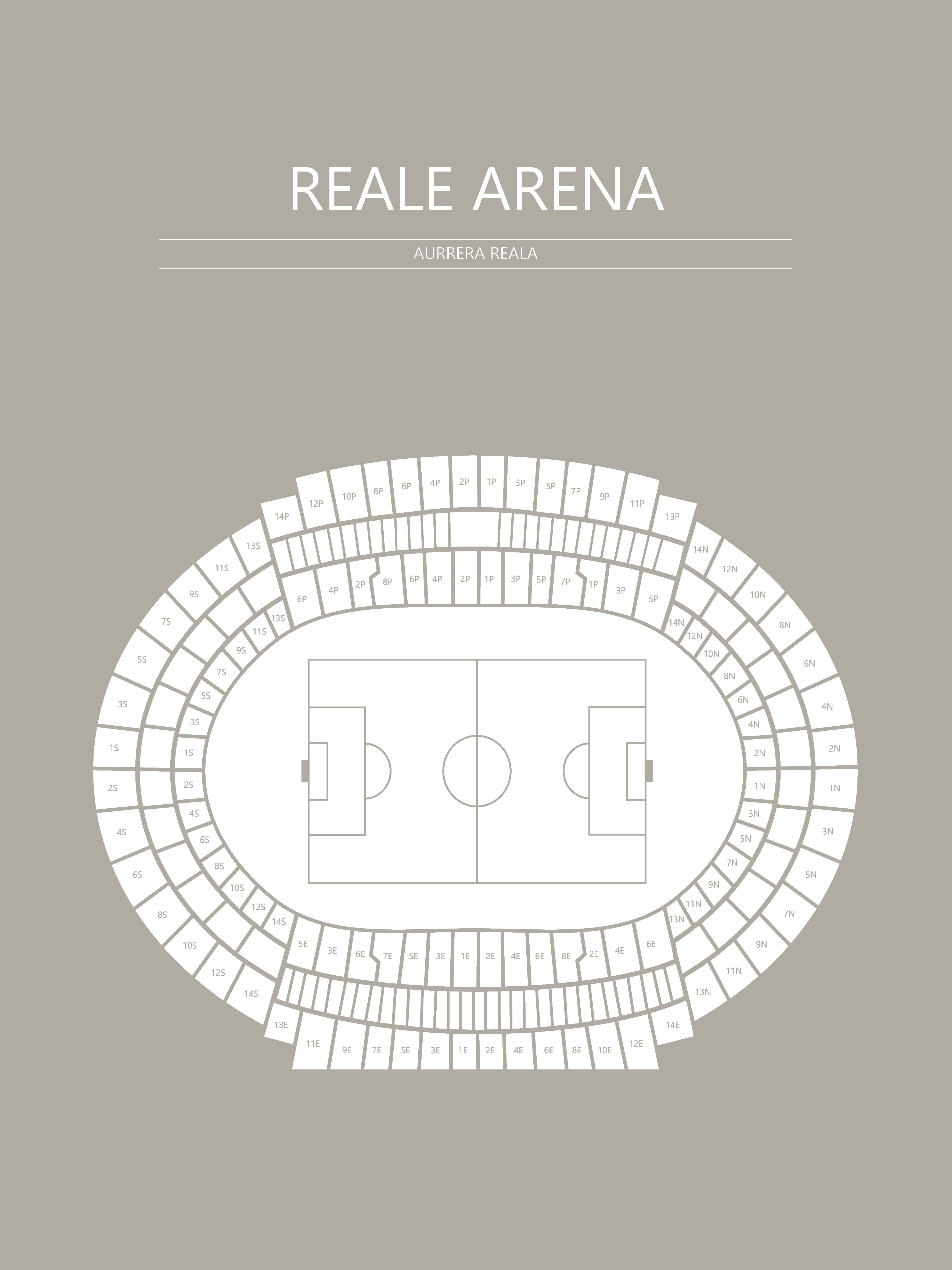 Fodbold plakat Real Sociedad Reale Arena Grå