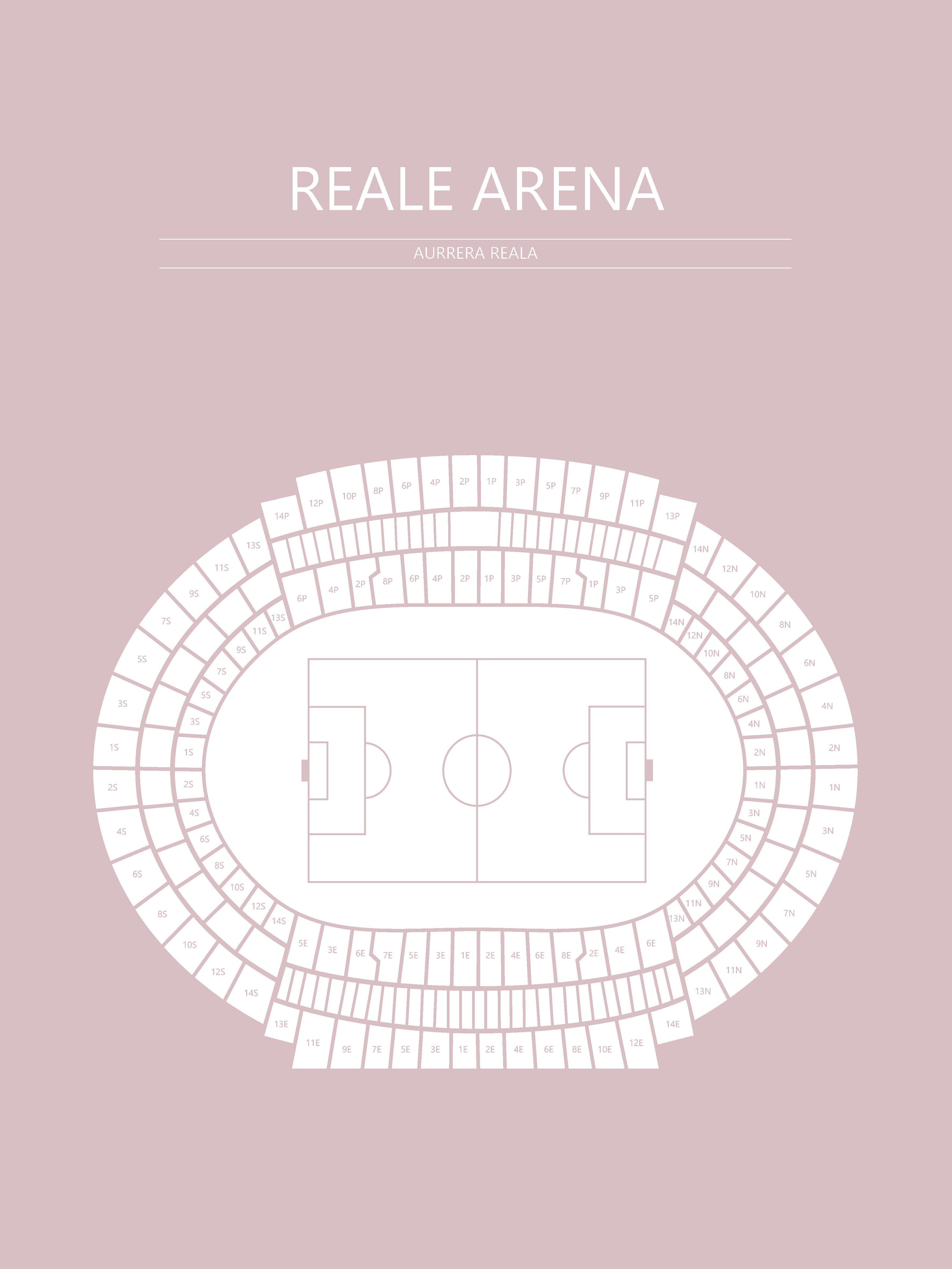 Fodbold plakat Real Sociedad Reale Arena Lyserød
