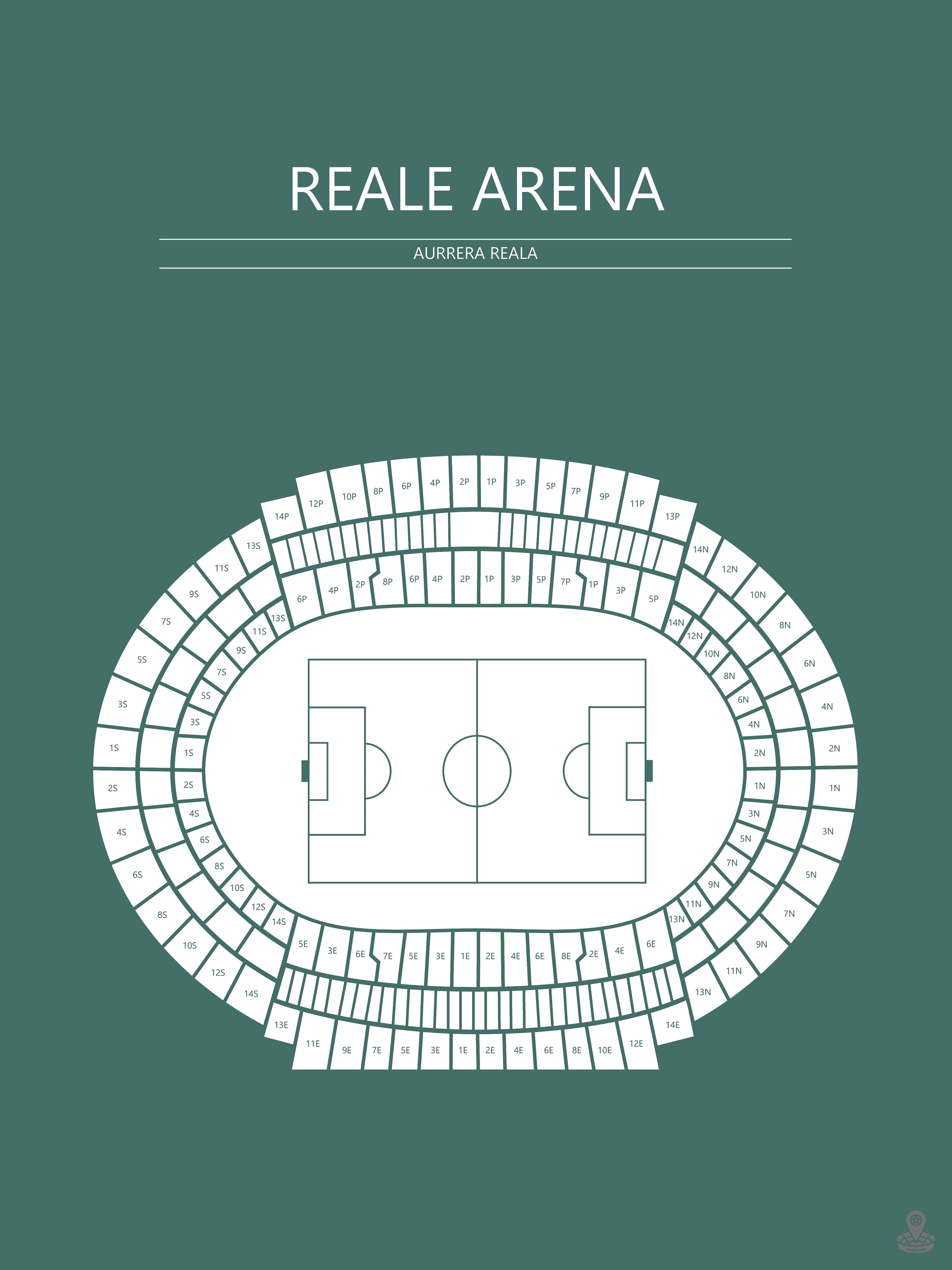 Fodbold plakat Real Sociedad Reale Arena Mørkegrøn