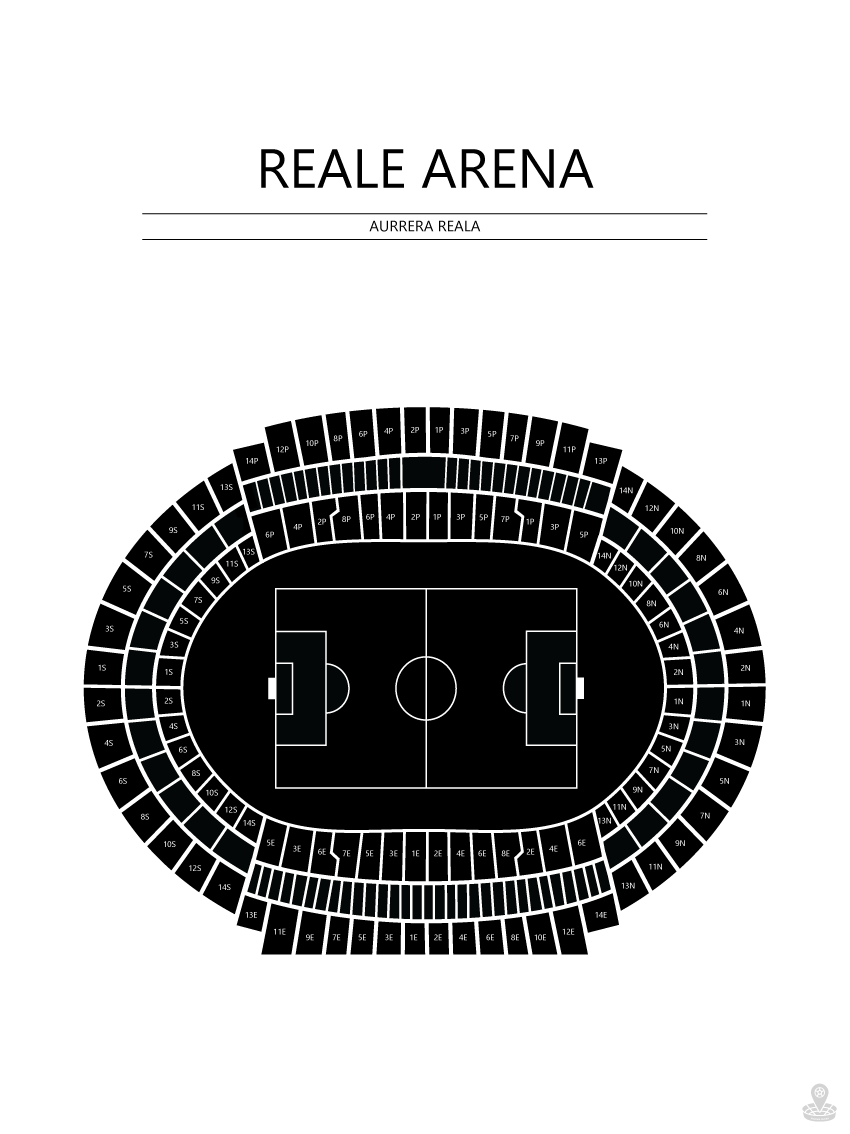 Fodbold plakat Real Sociedad Reale Arena Hvid