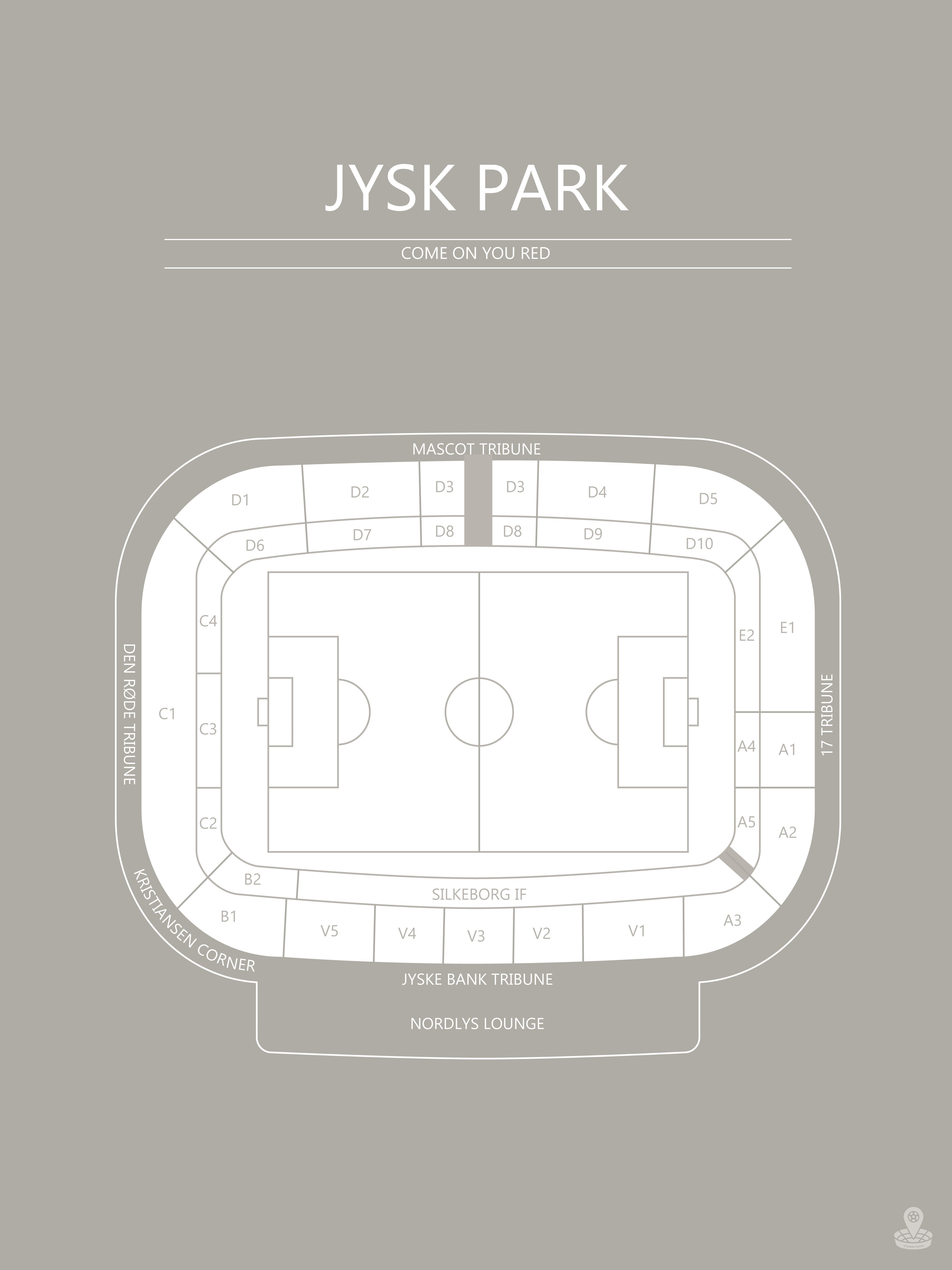 Fodbold plakat Silkeborg Jysk Park Grå
