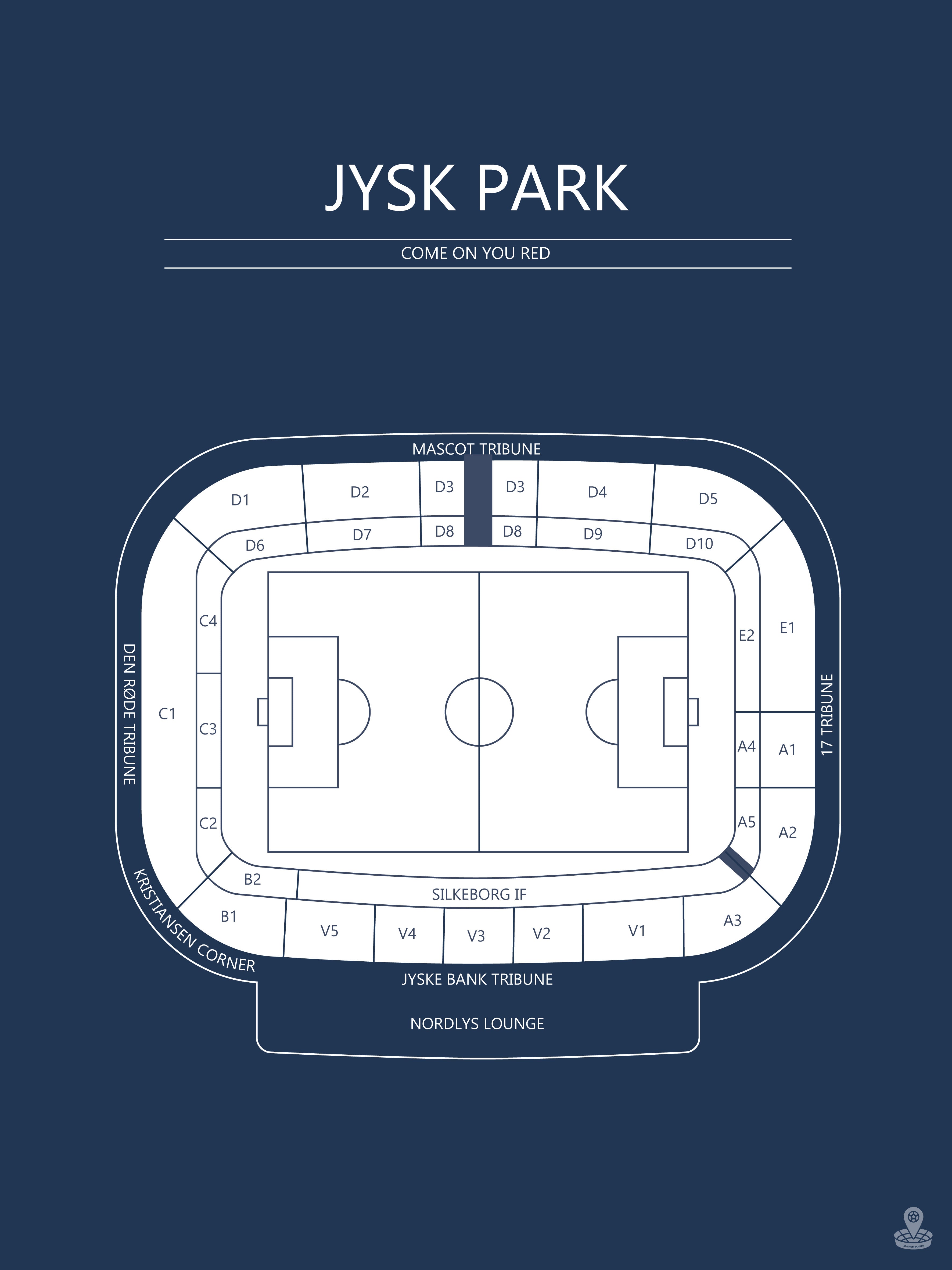 Fodbold plakat Silkeborg Jysk Park Mørkeblå