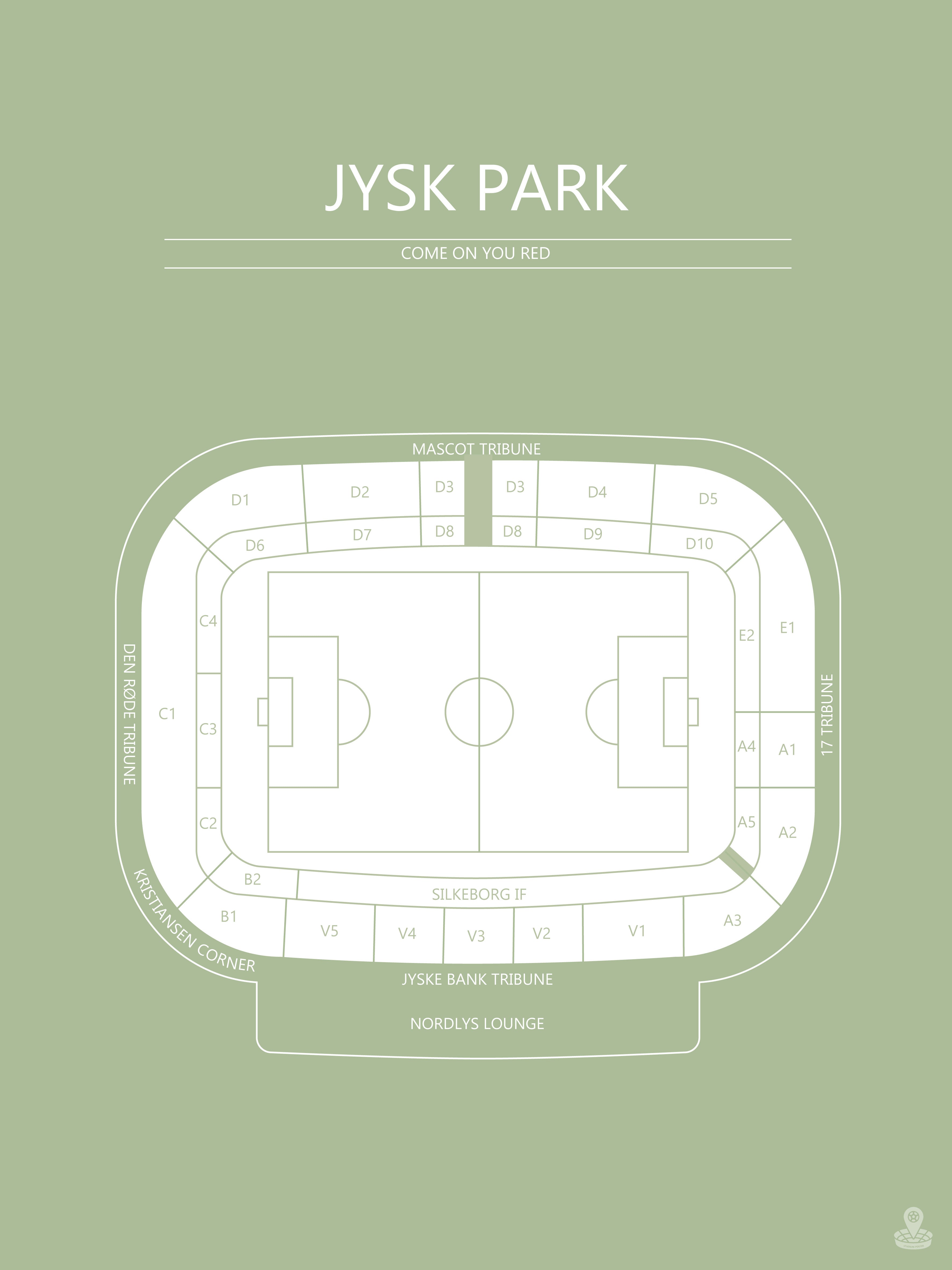 Fodbold plakat Silkeborg Jysk Park Lysegrøn