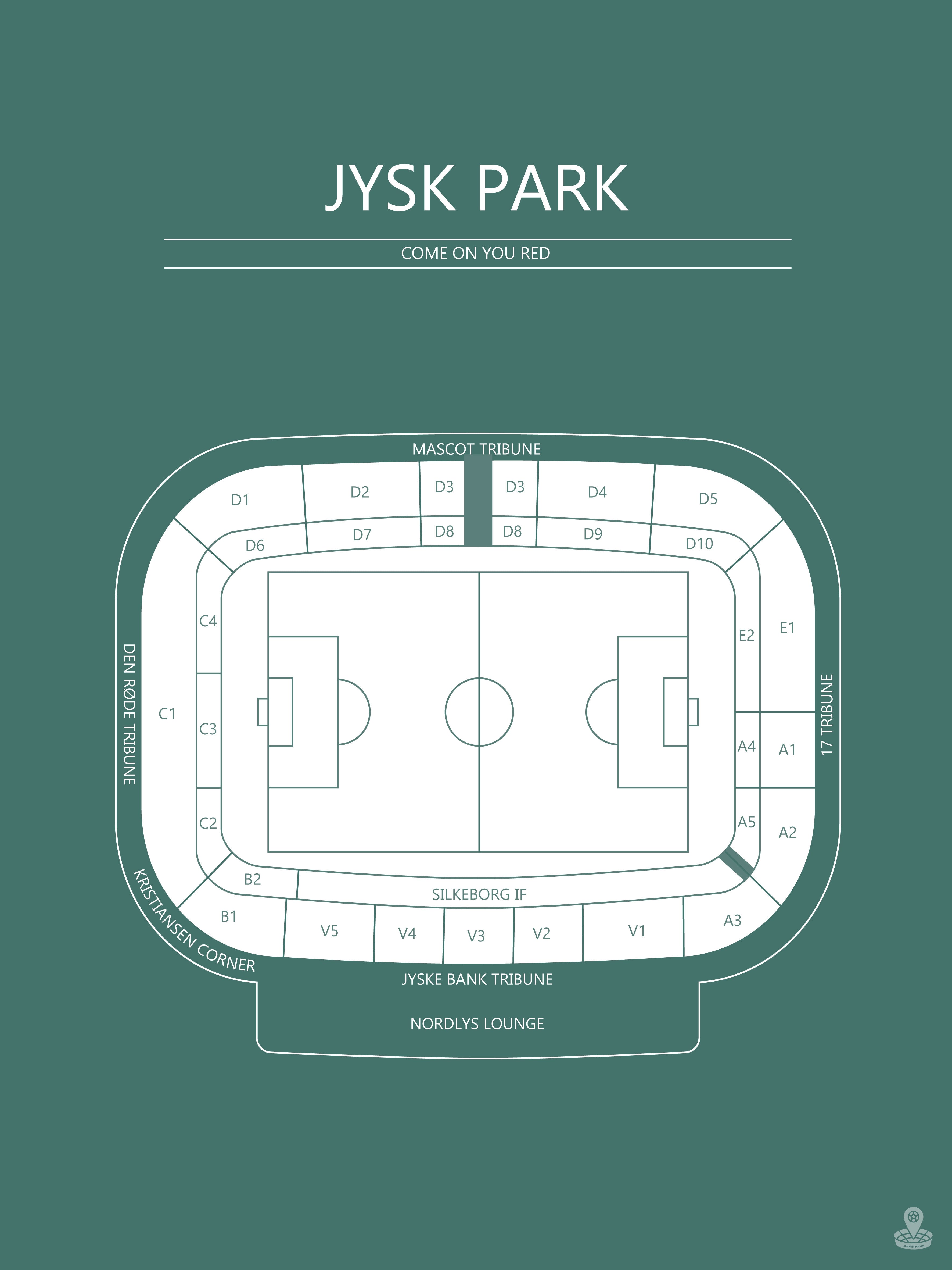 Fodbold plakat Silkeborg Jysk Park Mørkegrøn