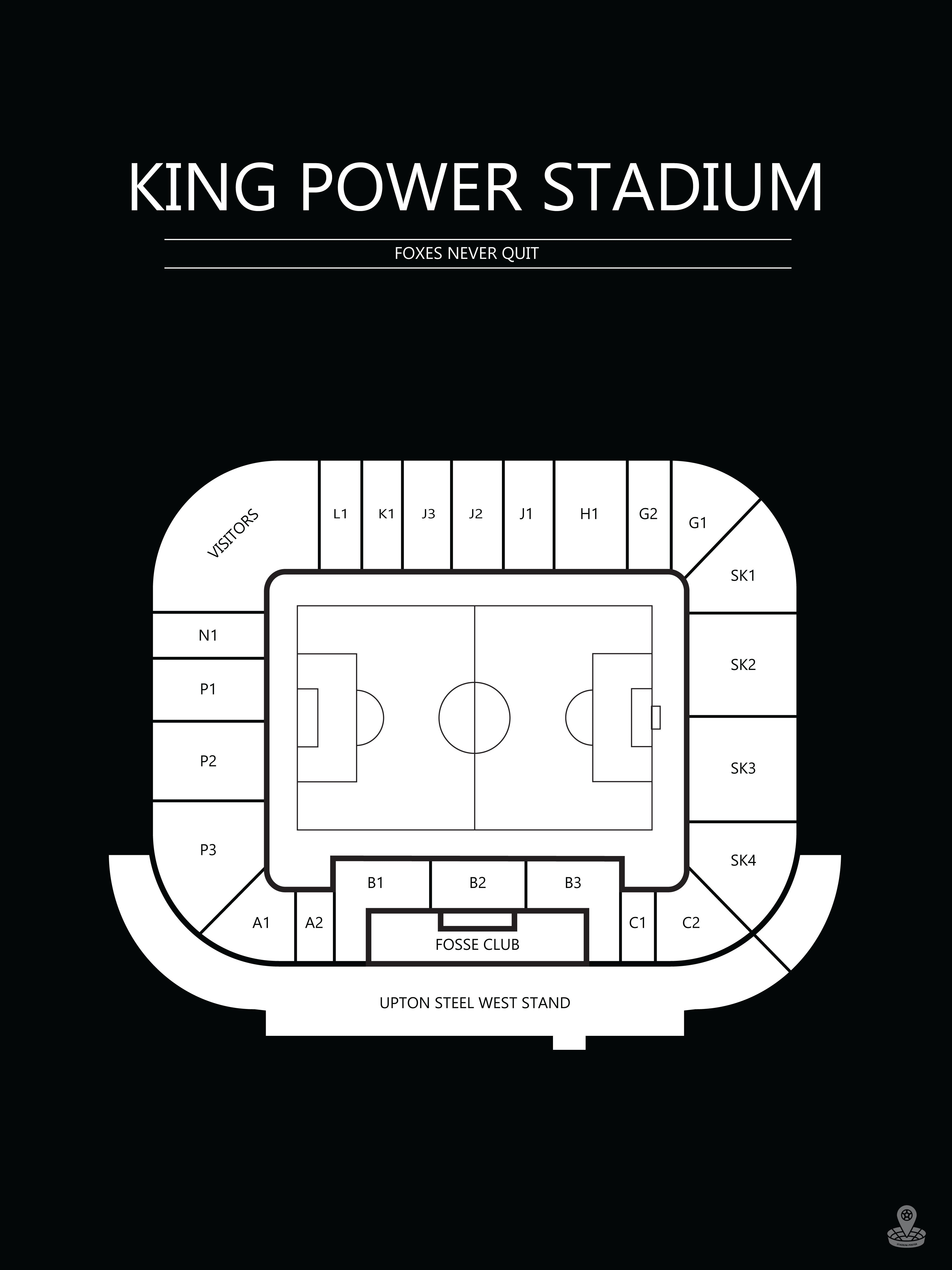 Fodbold plakat Leicester King Power Stadium sort