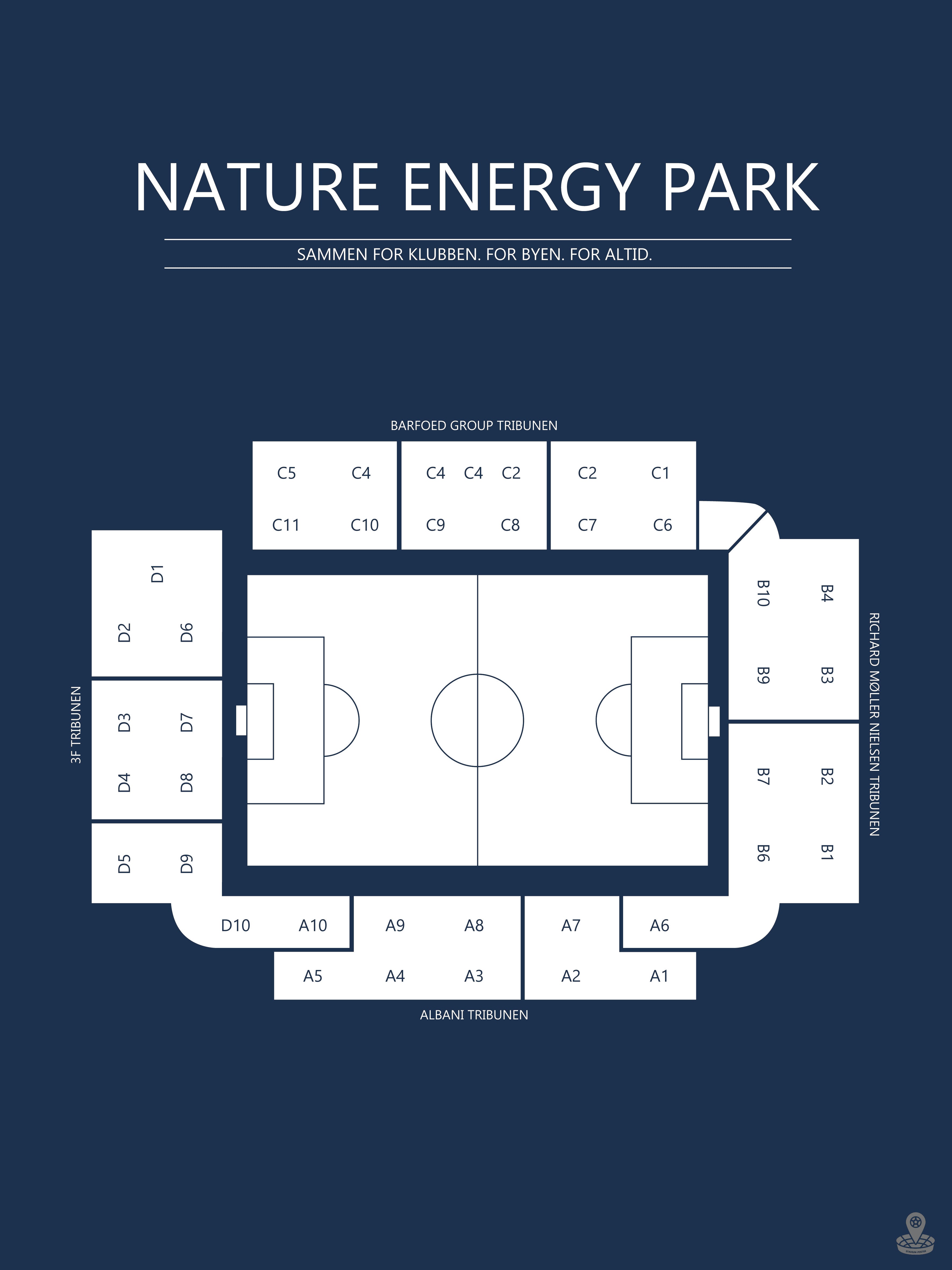Fodbold plakat OB Nature Energy Park Mørkeblå