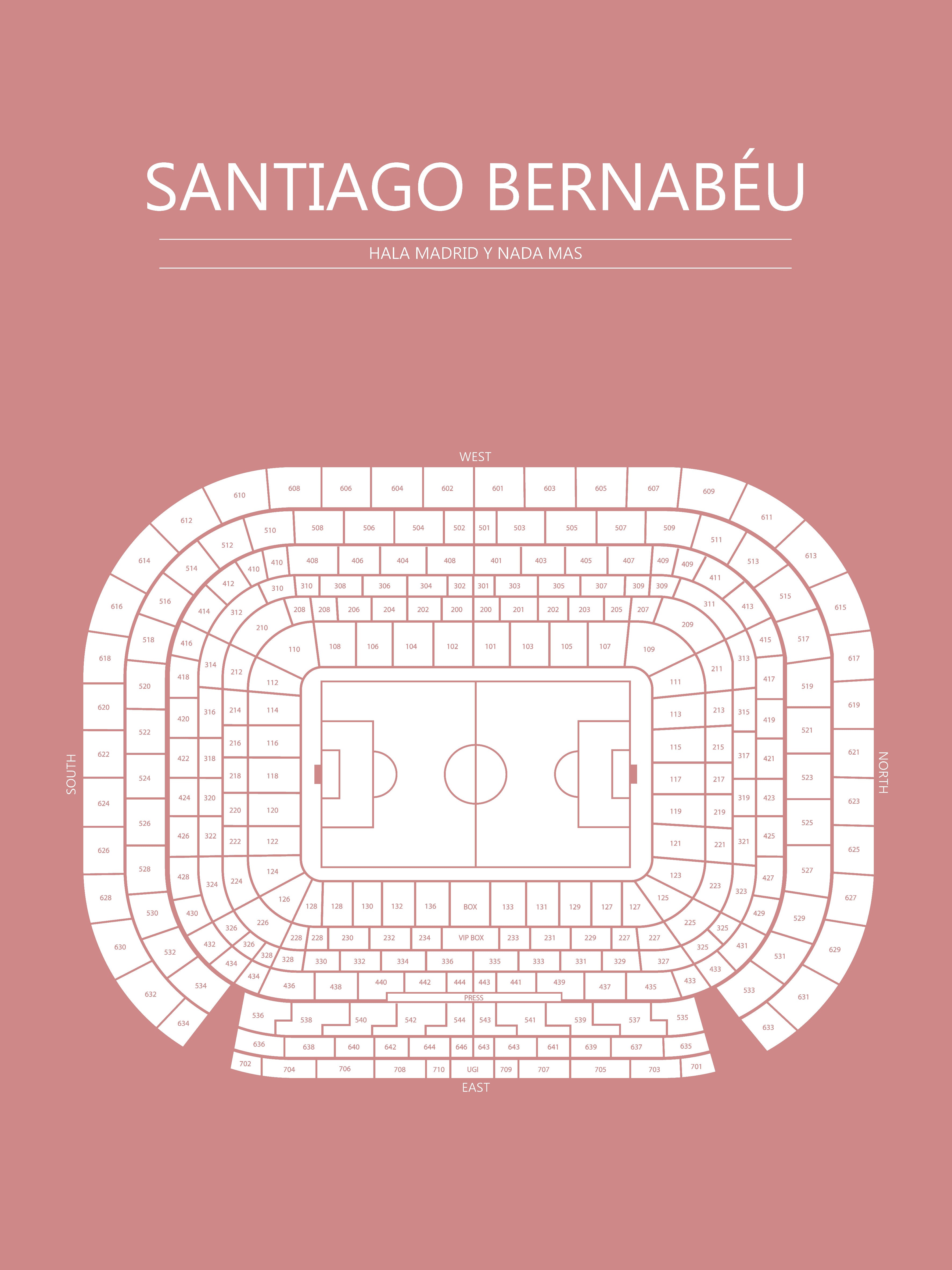 Fodbold plakat Real Madrid Santiago Bernabeu Blush