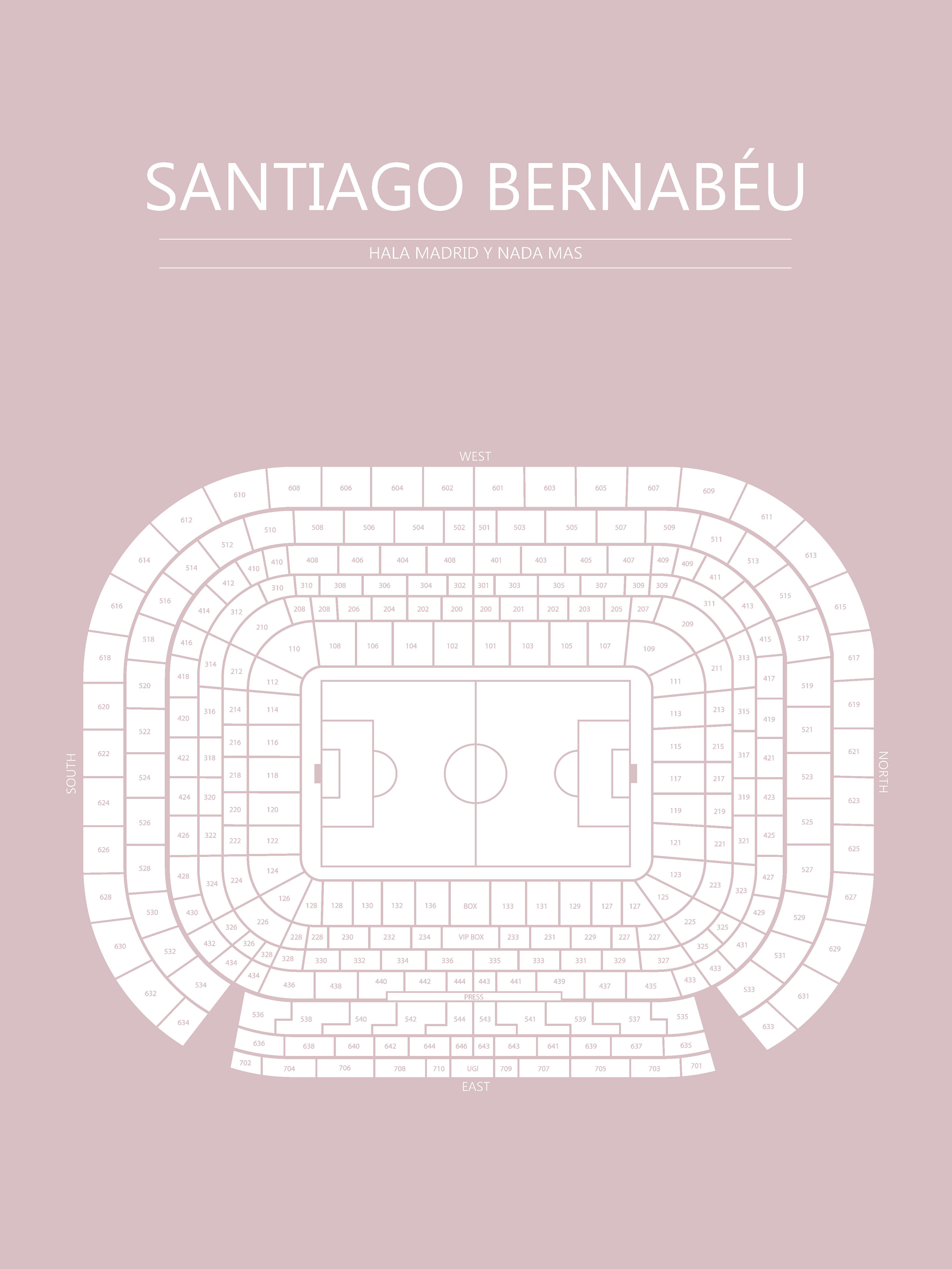 Fodbold plakat Real Madrid Santiago Bernabeu Lyserød