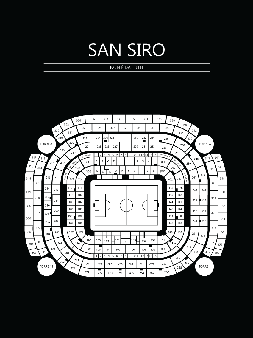 Fodbold plakat Inter Milan San Siro Sort