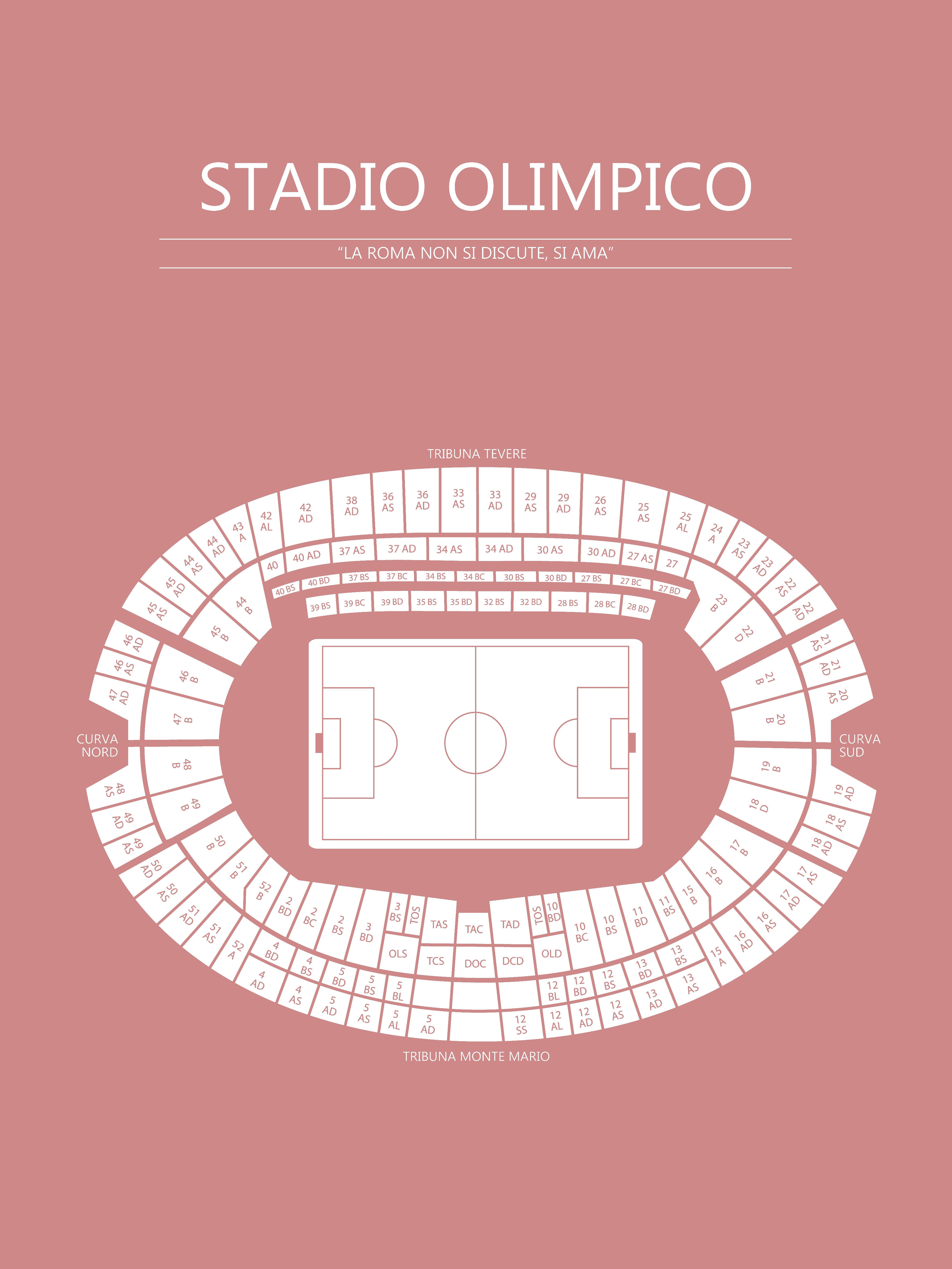 Fodbold plakat Roma Stadio Olimpico Blush
