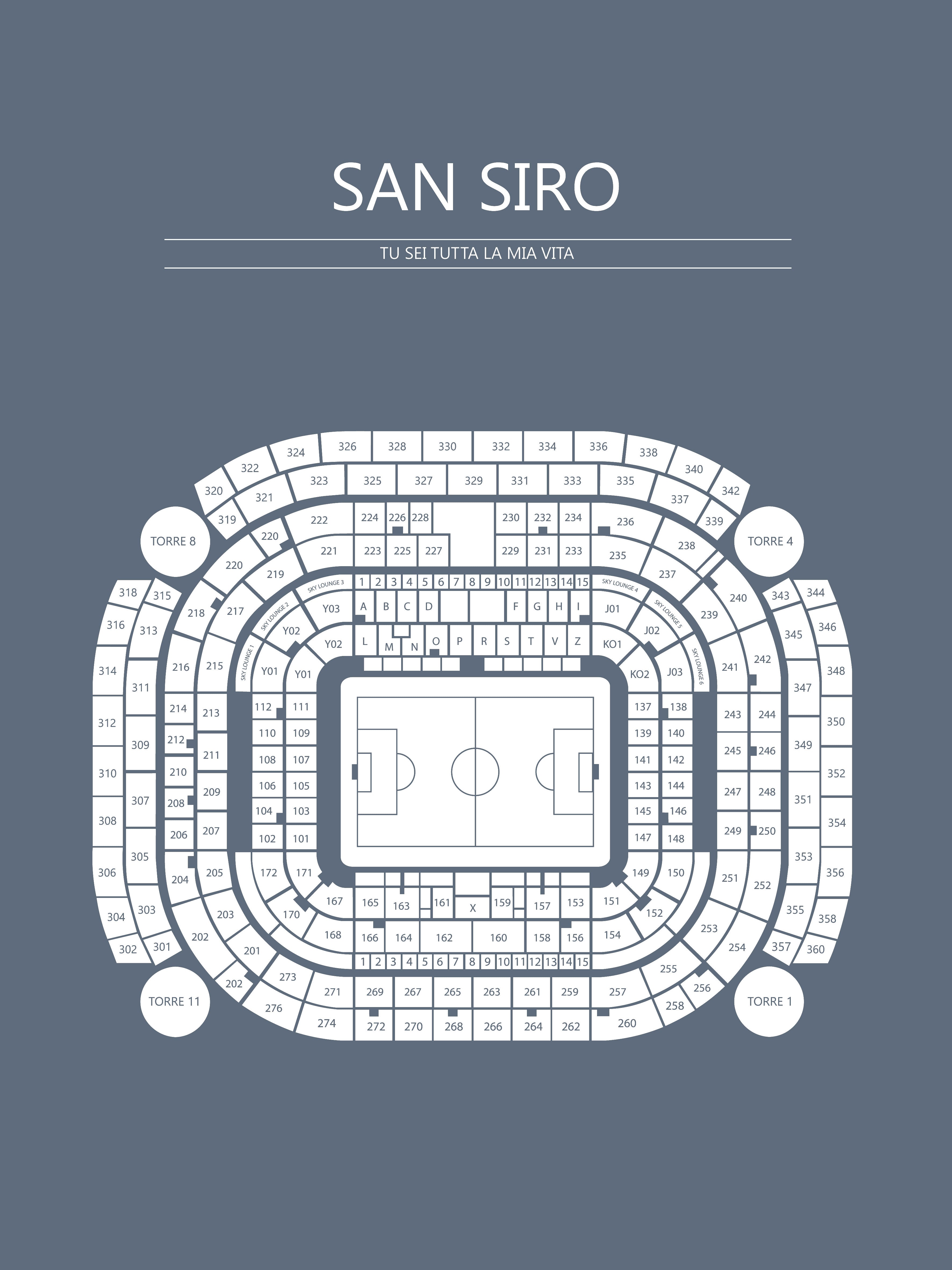Fodbold plakat AC Milan San Siro Gråblå