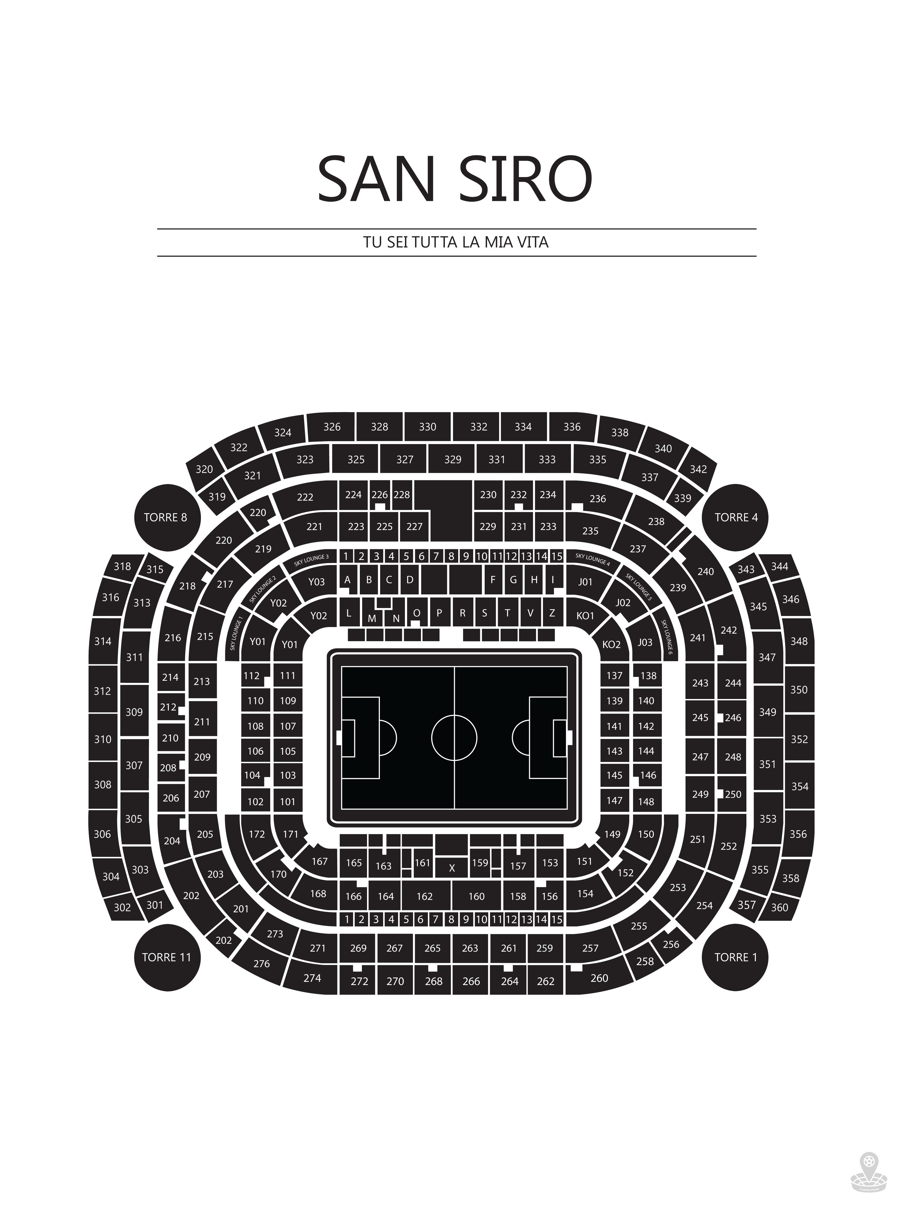 Fodbold plakat AC Milan San Siro Hvid