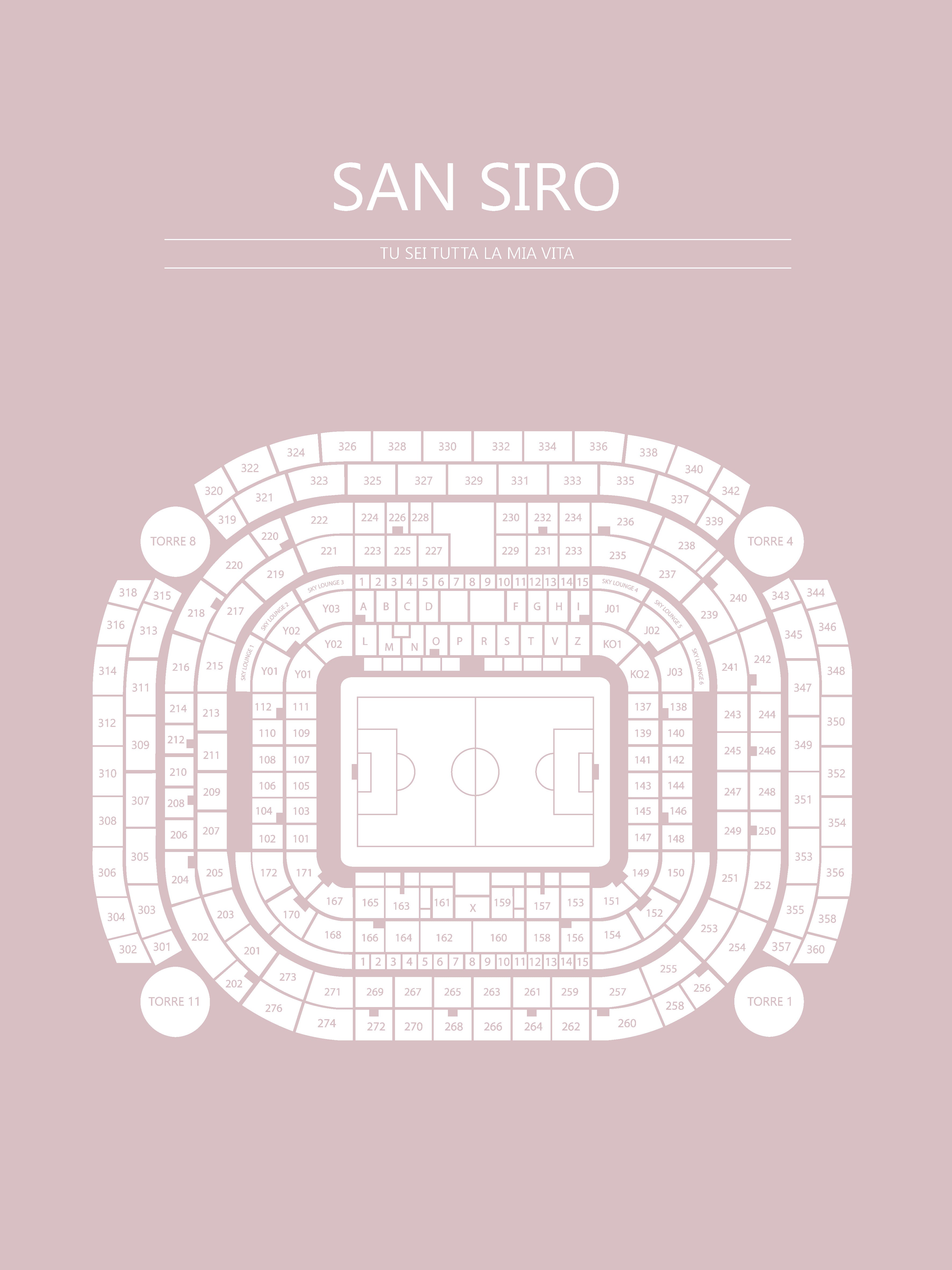 Fodbold plakat AC Milan San Siro Lyserød