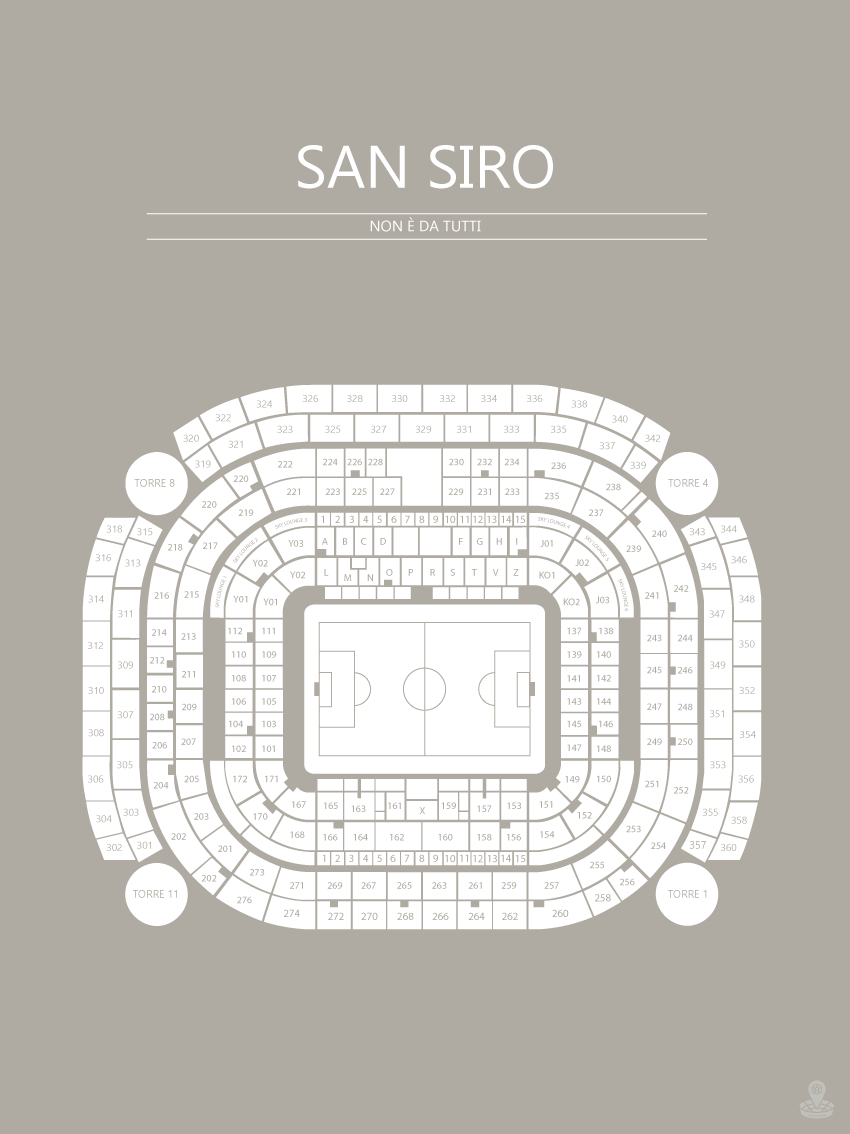 Fodbold plakat Inter Milan San Siro Grå
