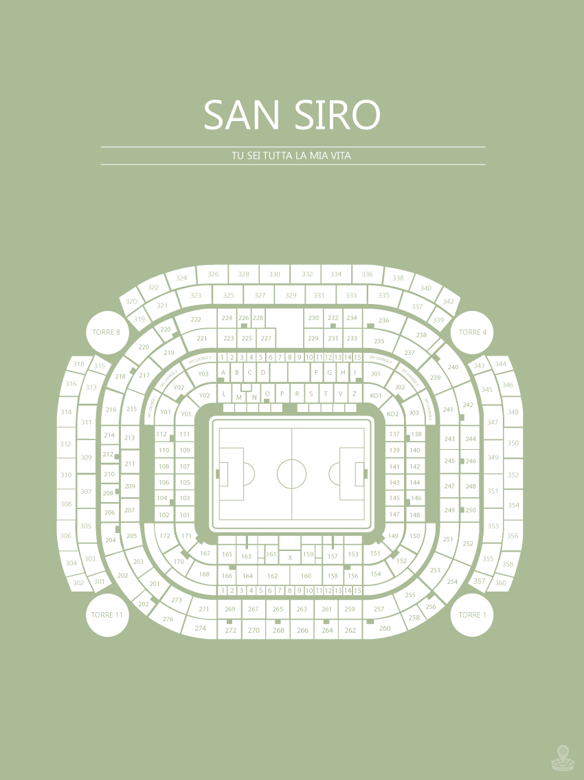 Fodbold plakat AC Milan San Siro Lysegrøn