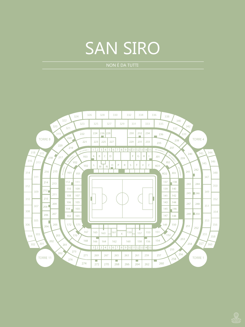 Fodbold plakat Inter Milan San Siro Lysegrøn