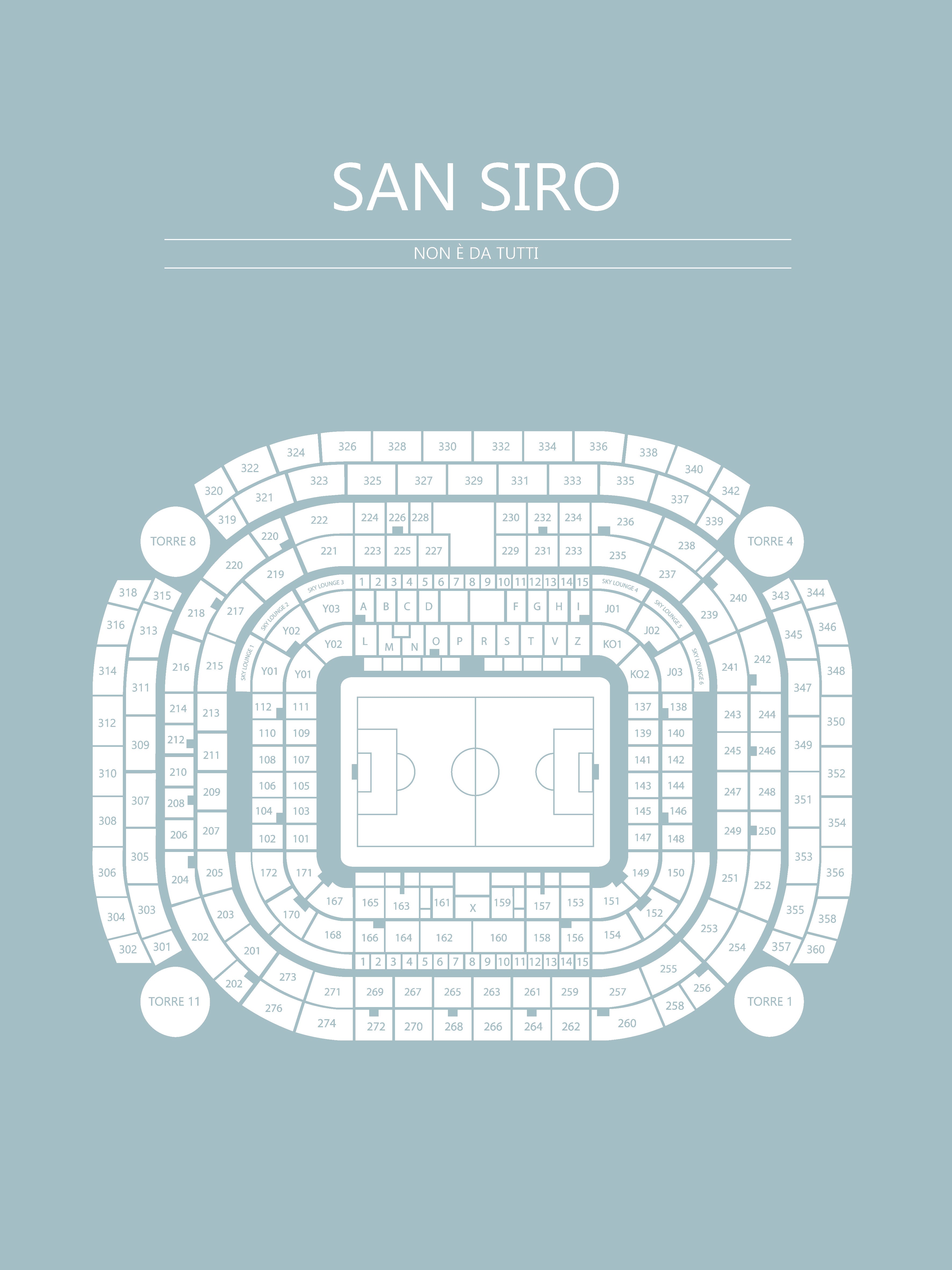 Fodbold plakat Inter Milan San Siro Lyseblå