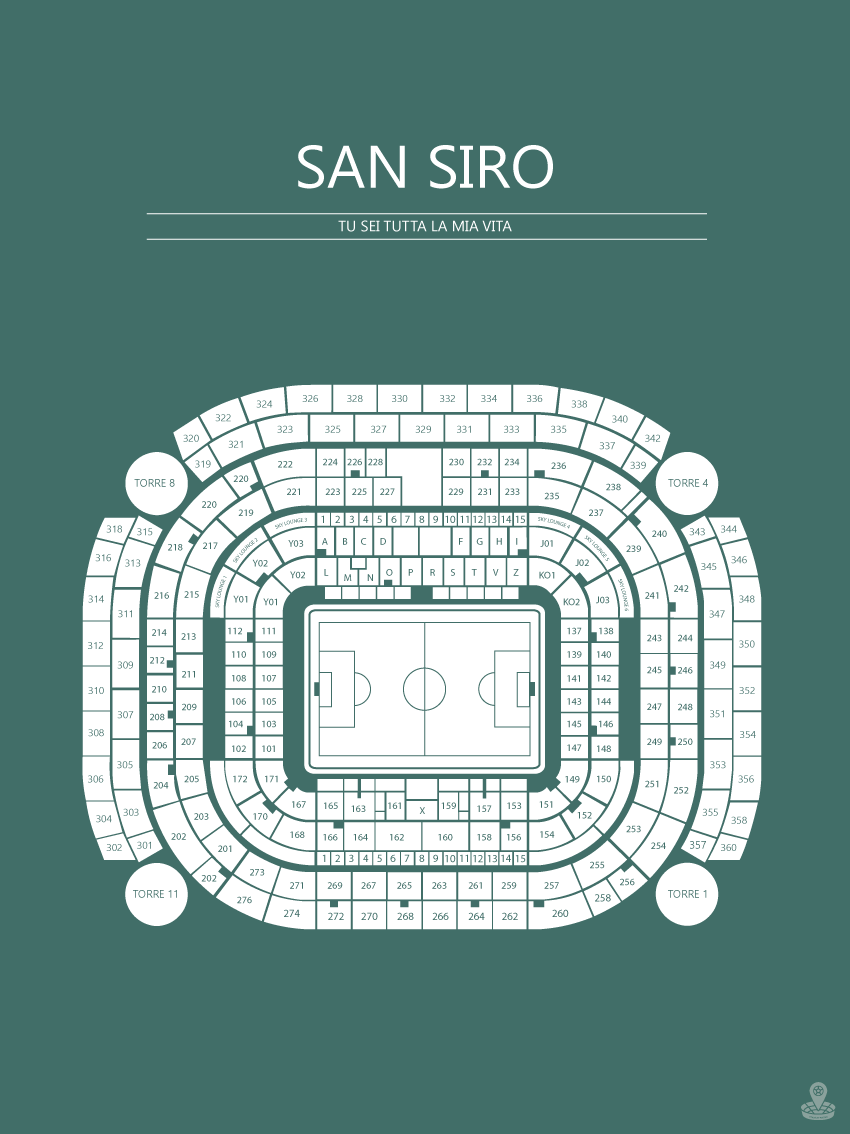 Fodbold plakat AC Milan San Siro Mørkeblå