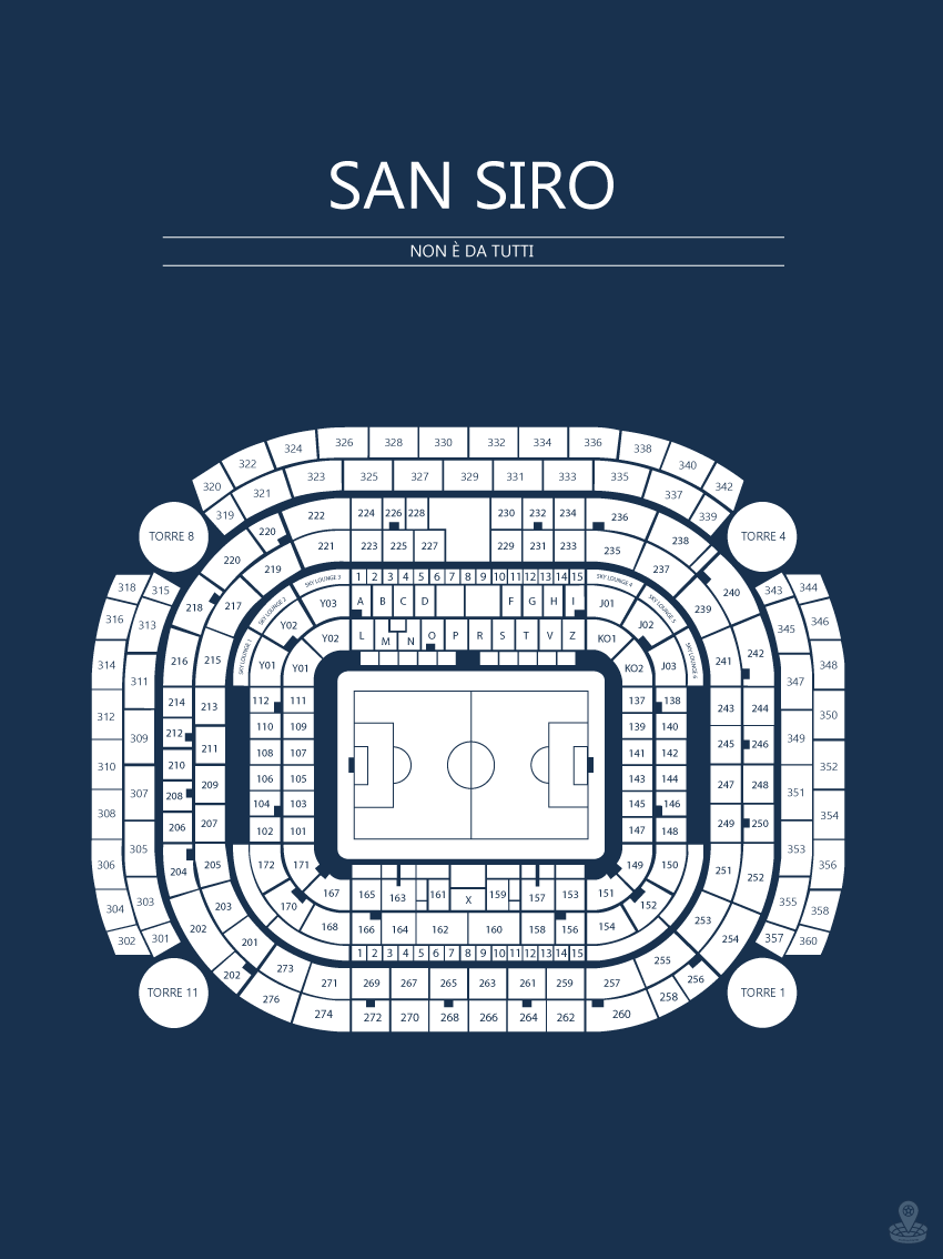 Fodbold plakat Inter Milan San Siro Mørkeblå