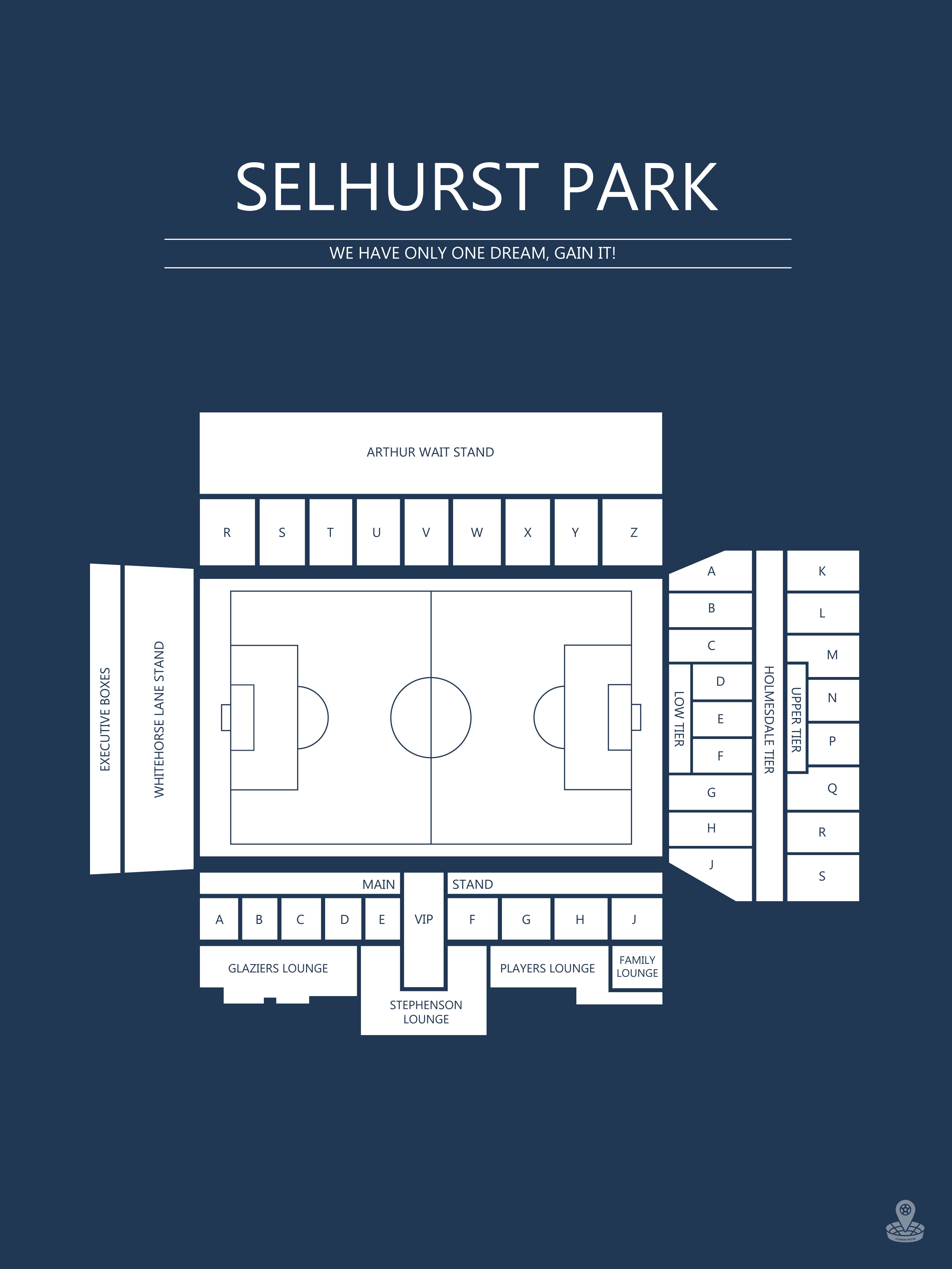 Fodbold plakat Crystal Palace Selhust Park mørkeblå