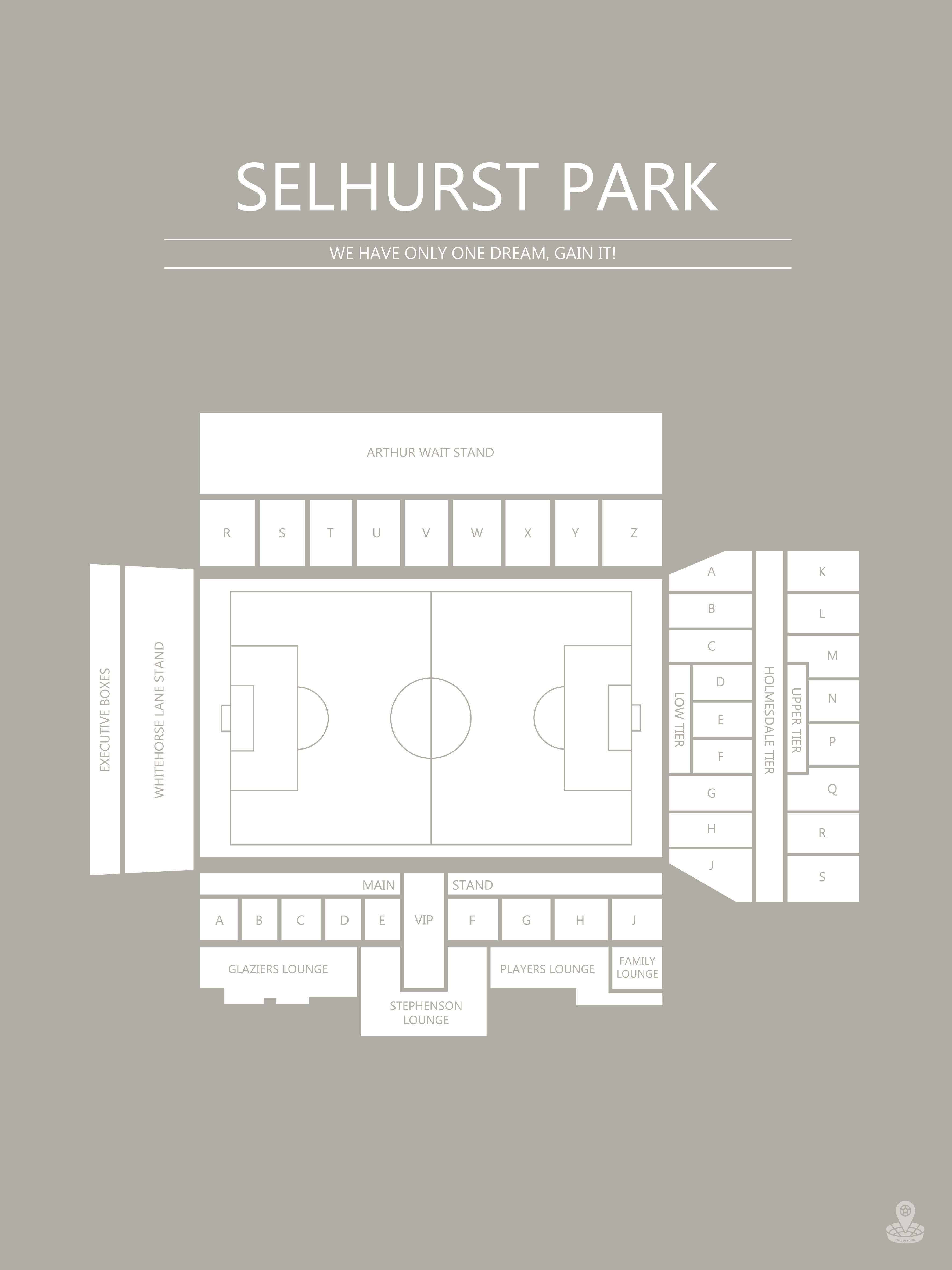 Fodbold plakat Crystal Palace Selhust Park grå