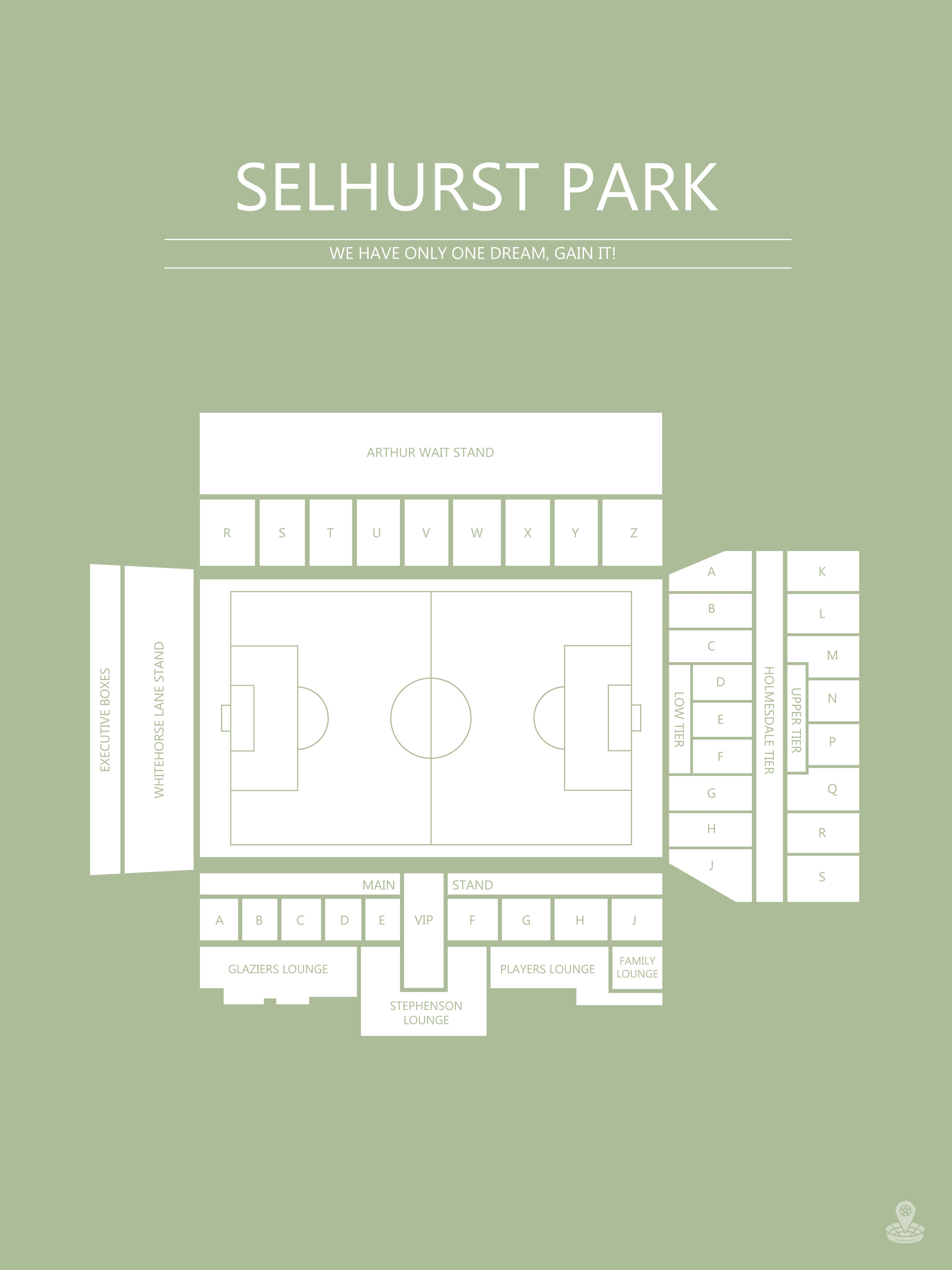 Fodbold plakat Crystal Palace Selhust Park Lysegrøn