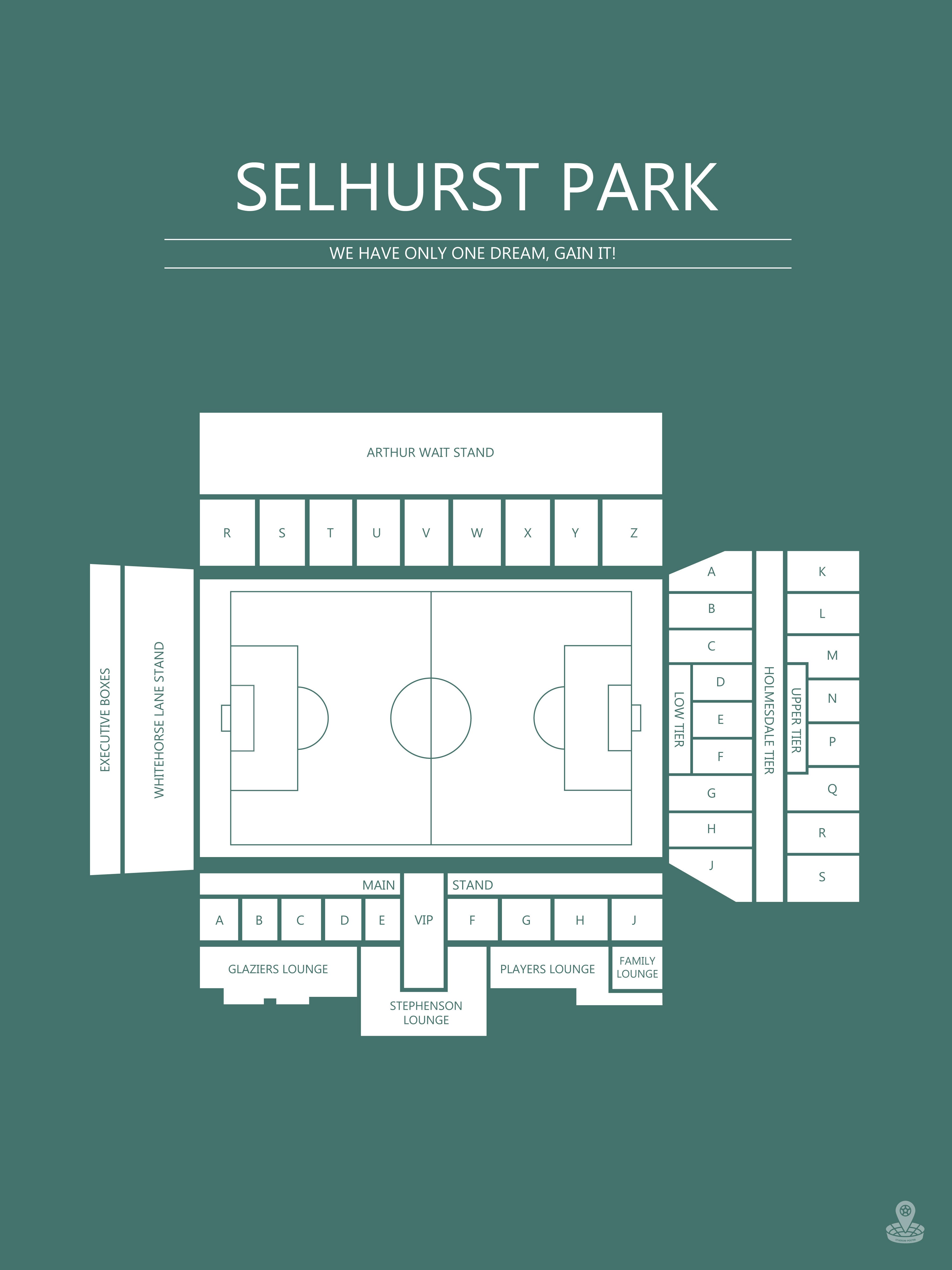 Fodbold plakat Crystal Palace Selhust Park mørkegrøn