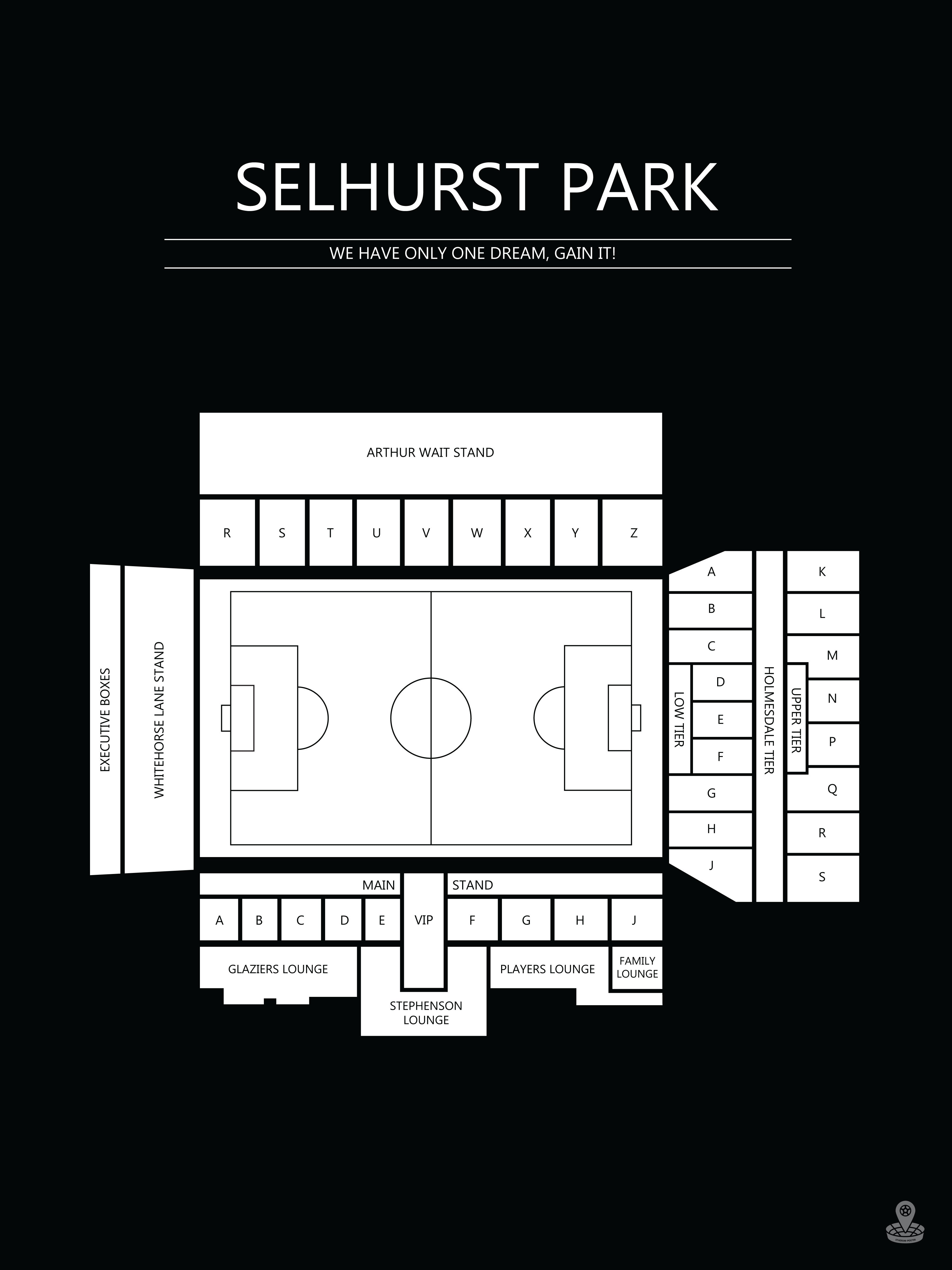 Fodbold plakat Crystal Palace Selhust Park sort