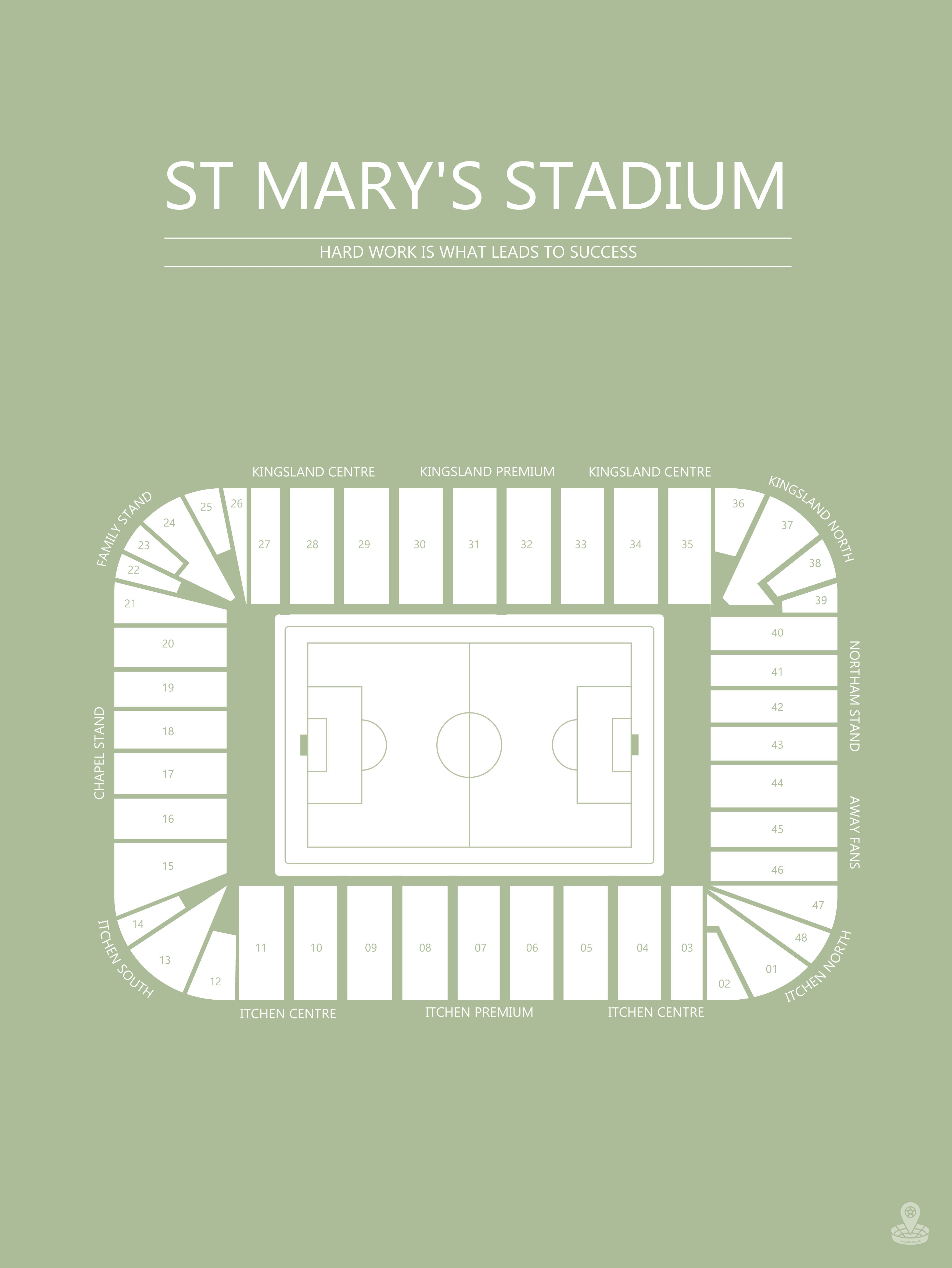 Fodbold plakat Southampton fc St. Mary's stadium lysegrøn
