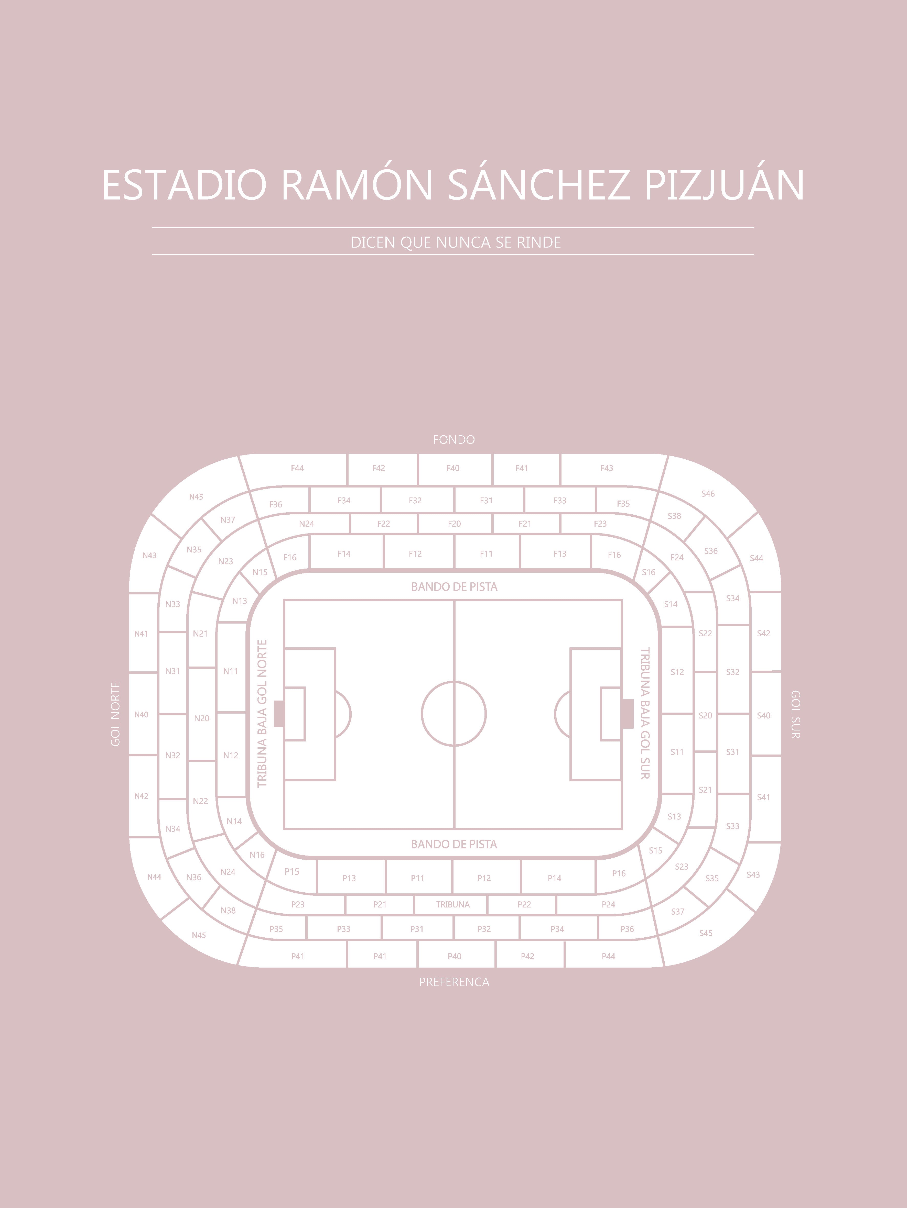 Fodbold plakat Sevilla FC Estadio Ramón Sánchez Pizjuán Lyserød