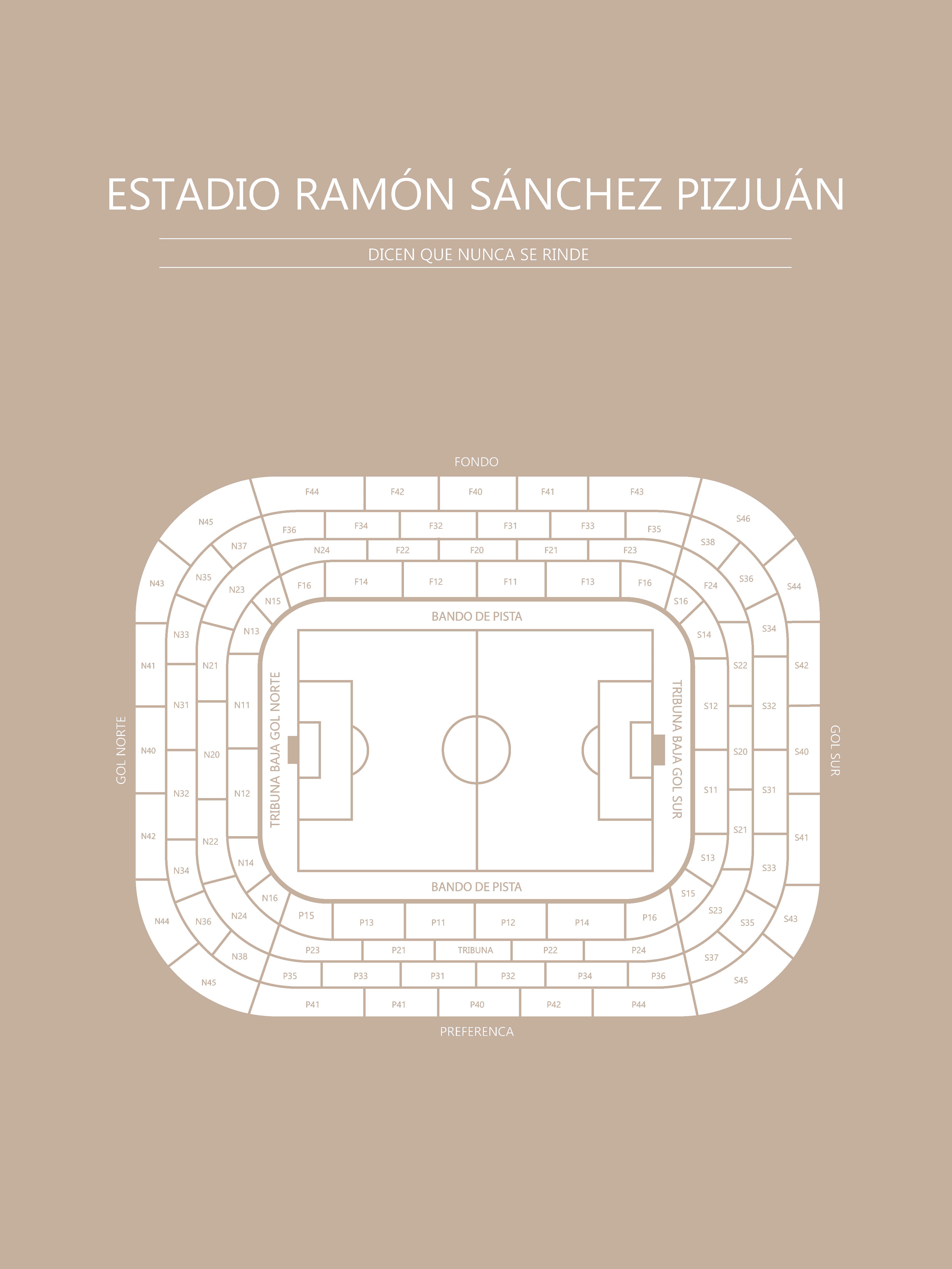 Fodbold plakat Sevilla FC Estadio Ramón Sánchez Pizjuán Sand