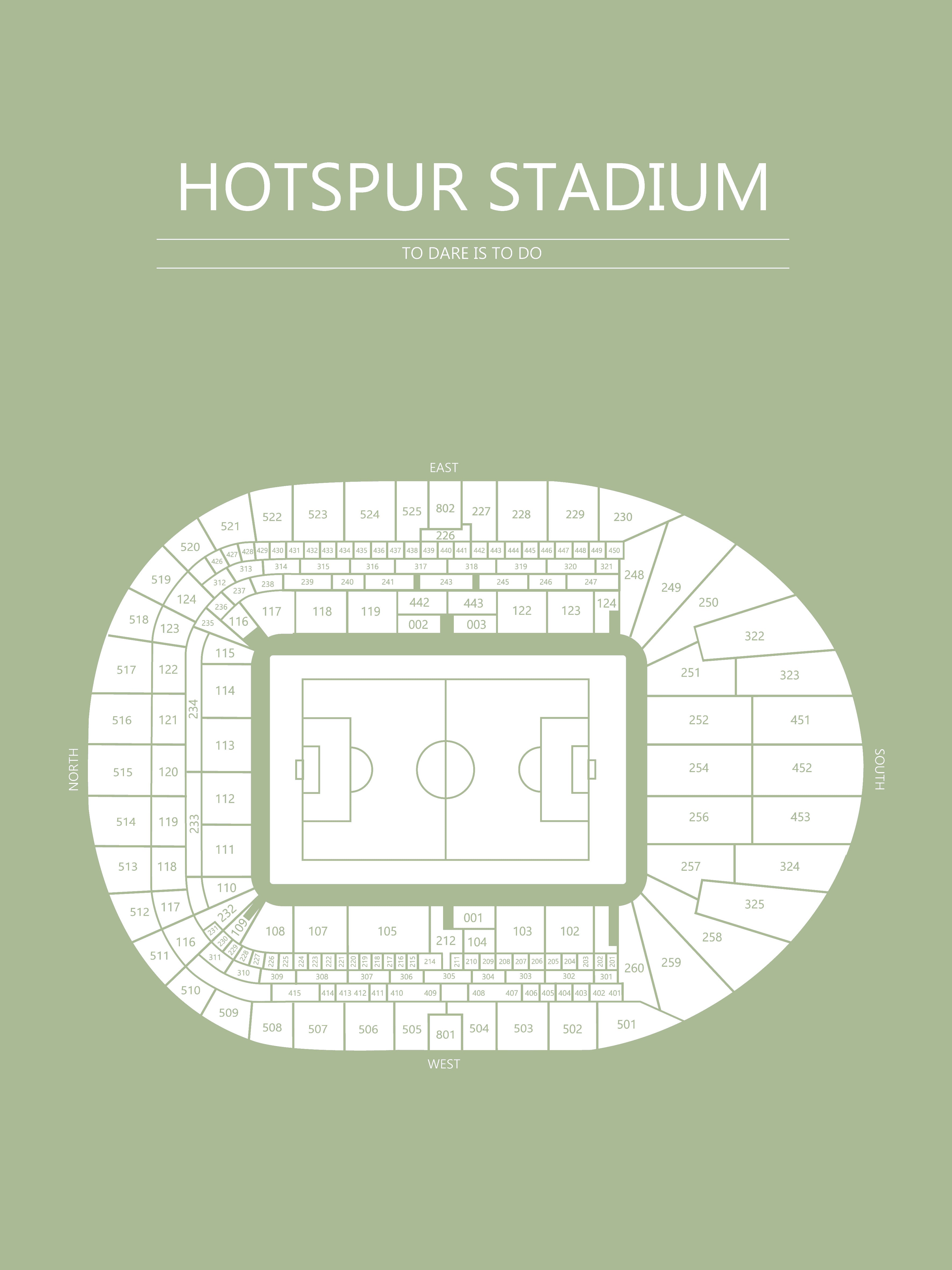Fodbold plakat Tottenham Hotspur Stadium Lysegrøn