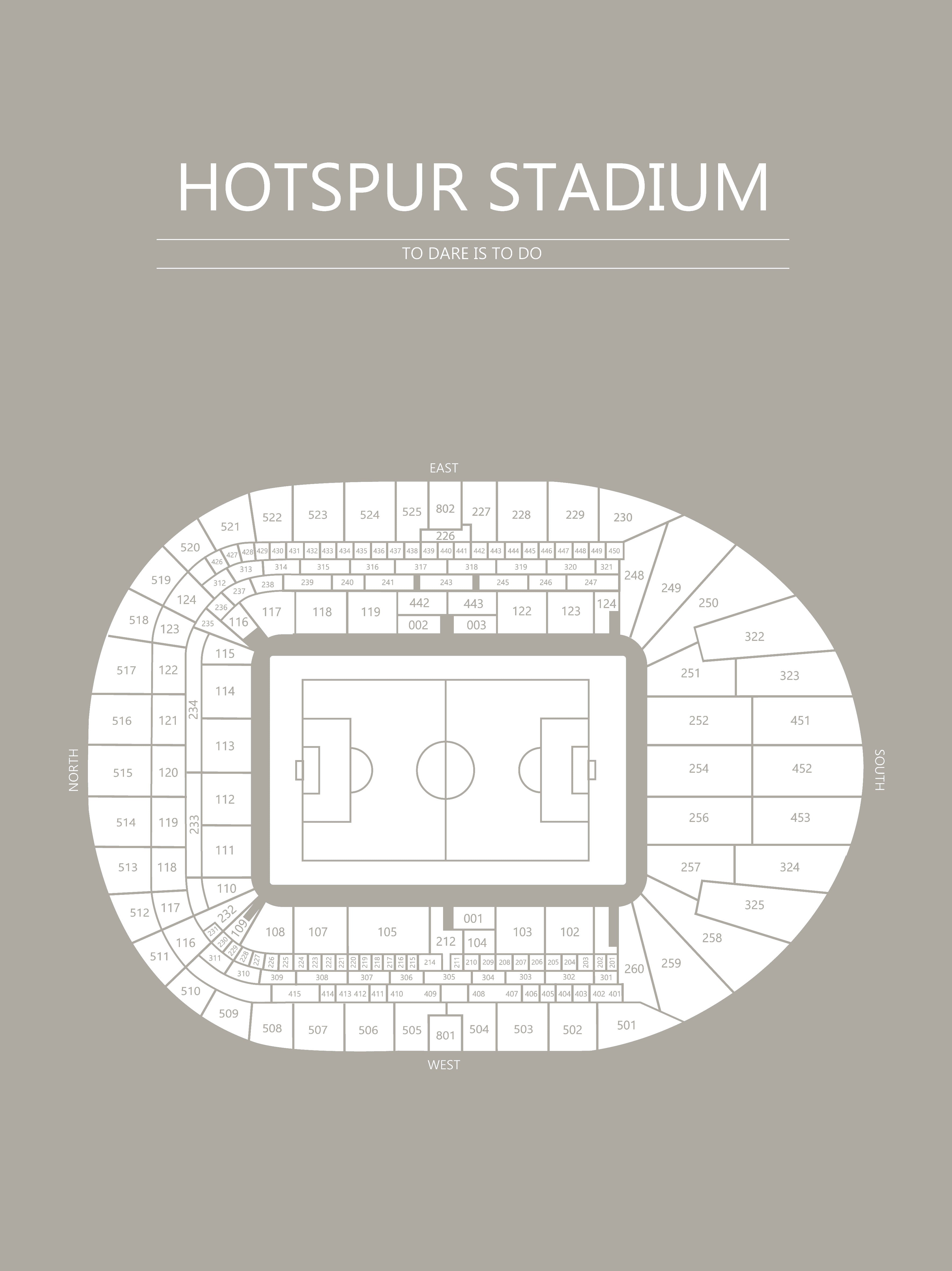 Fodbold plakat Tottenham Hotspur Stadium Grå
