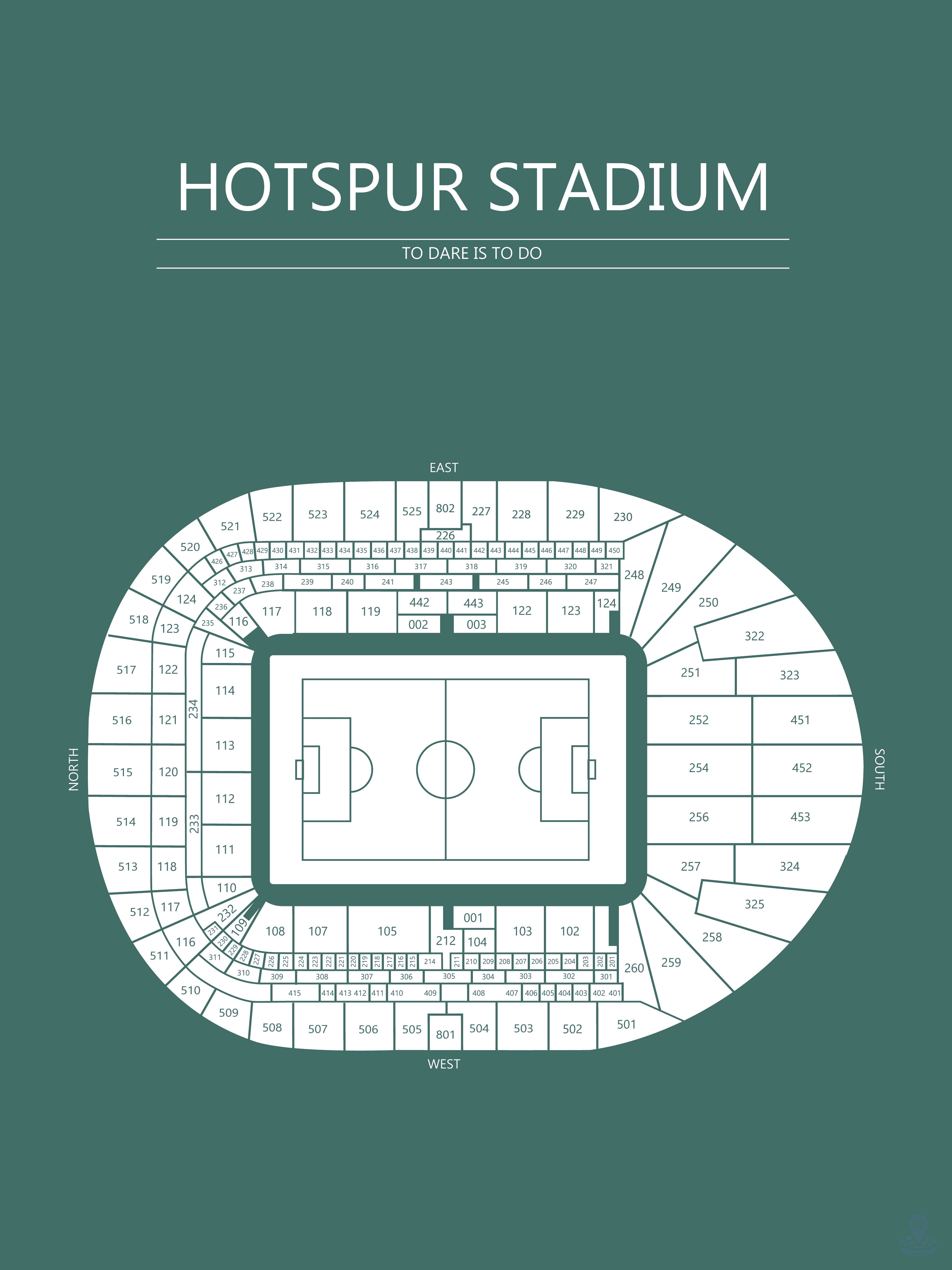 Fodbold plakat Tottenham Hotspur Stadium Mørkegrøn