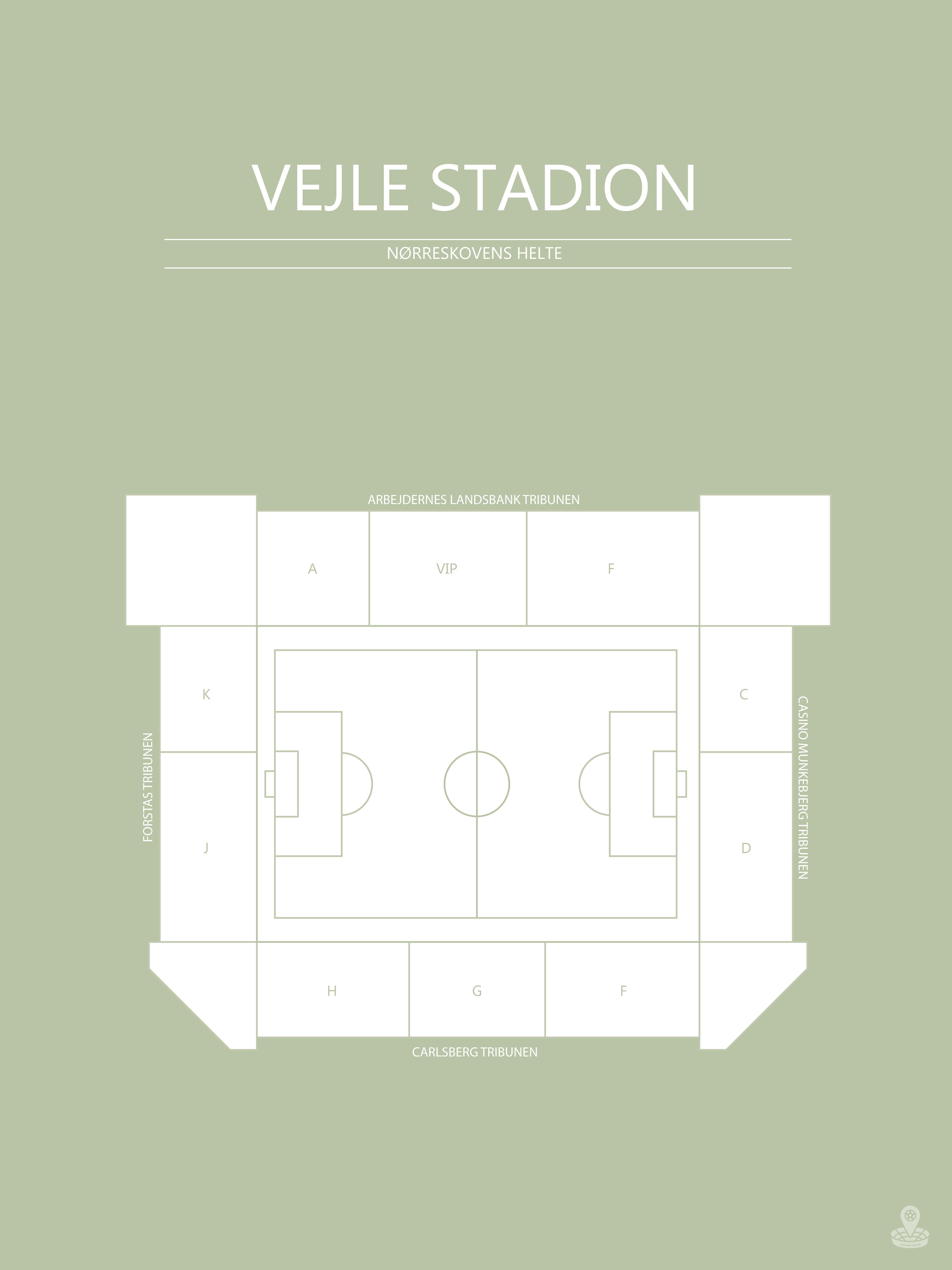 Fodbold plakat Vejle Stadion lysegrøn