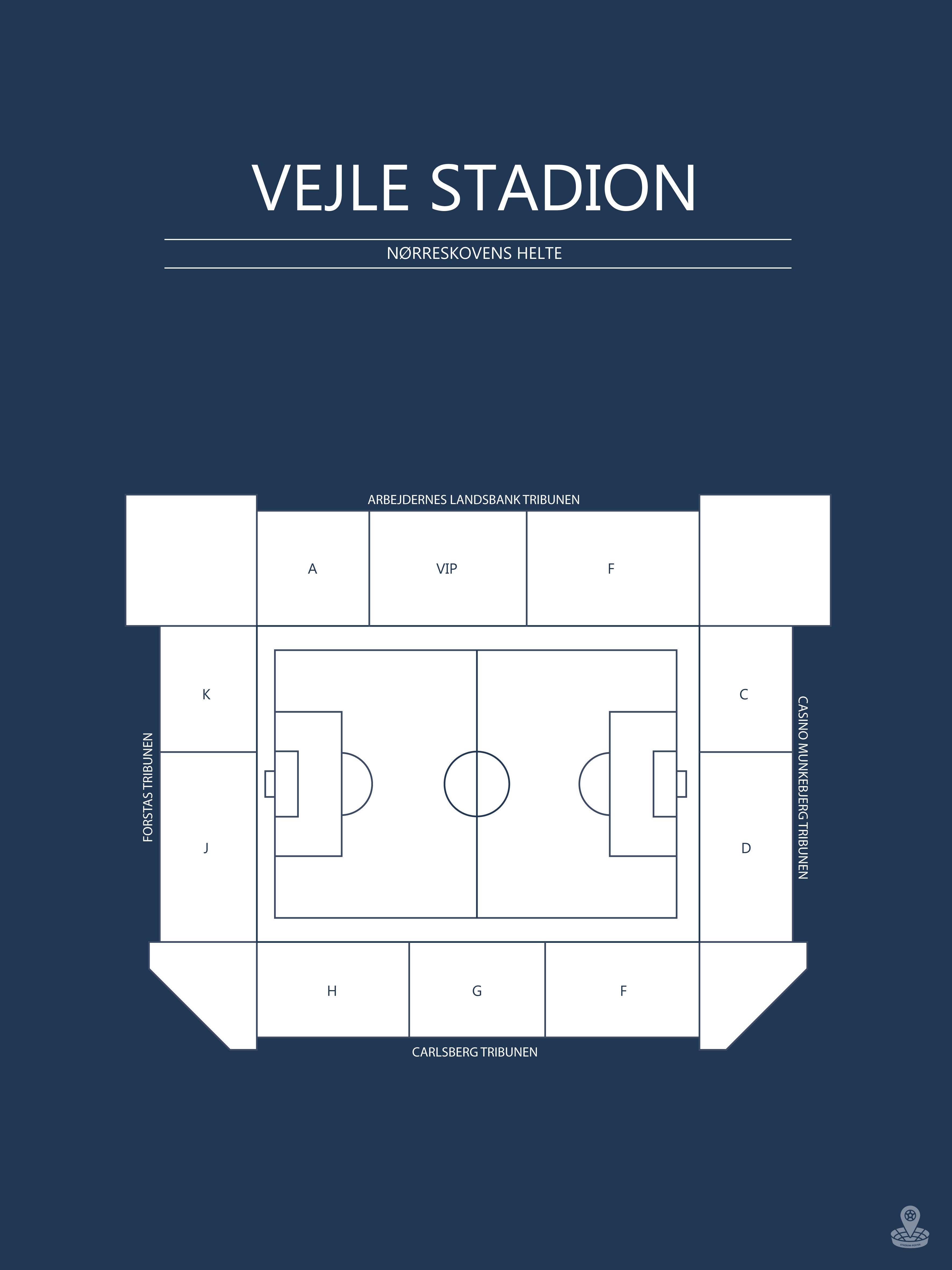 Fodbold plakat Vejle Stadion Mørkeblå