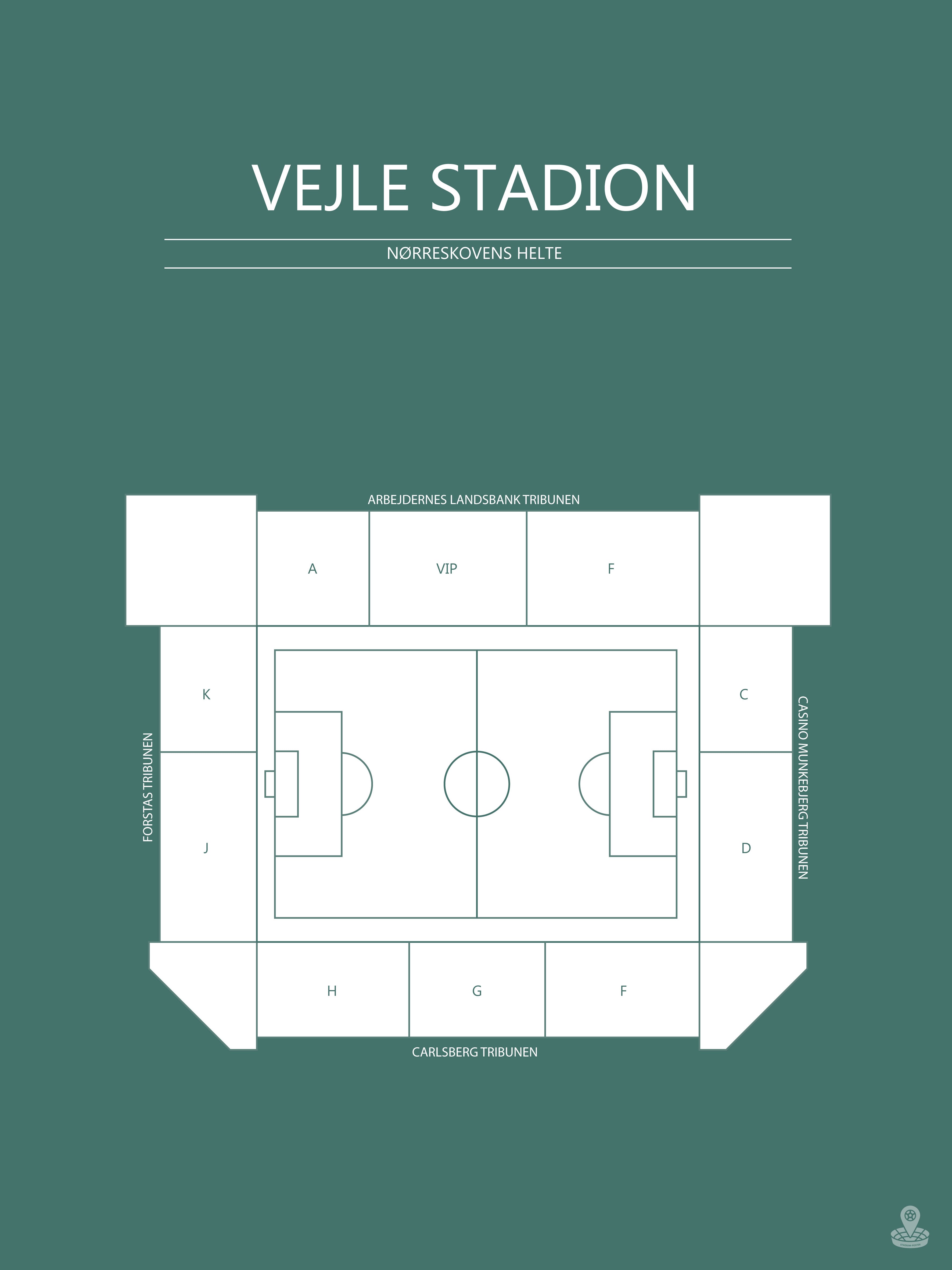 Fodbold plakat Vejle Stadion Mørkgrøn