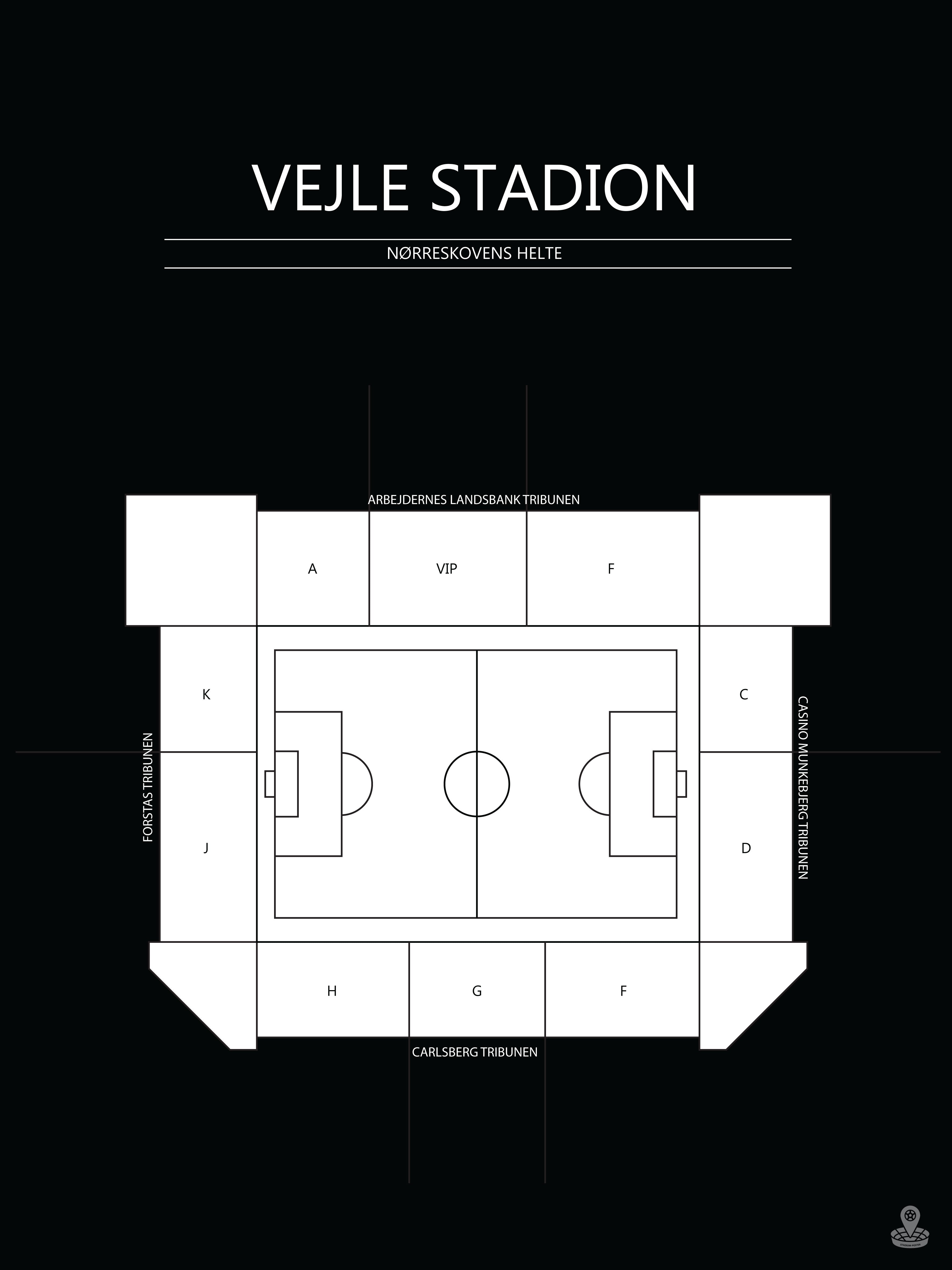 Fodbold plakat Vejle Stadion Sort