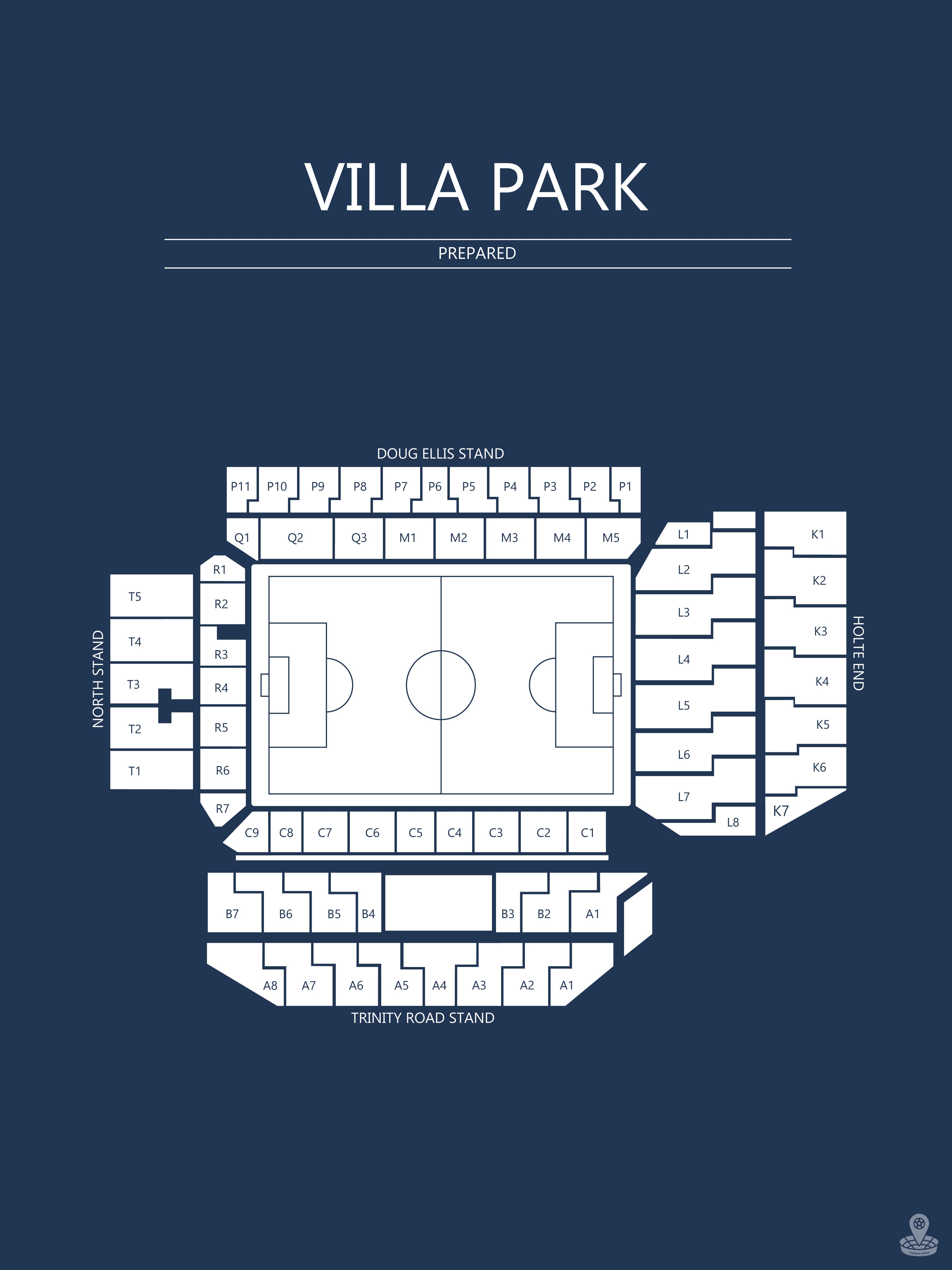 Fodbold plakat Aston Villa Villa Park Mørkeblå