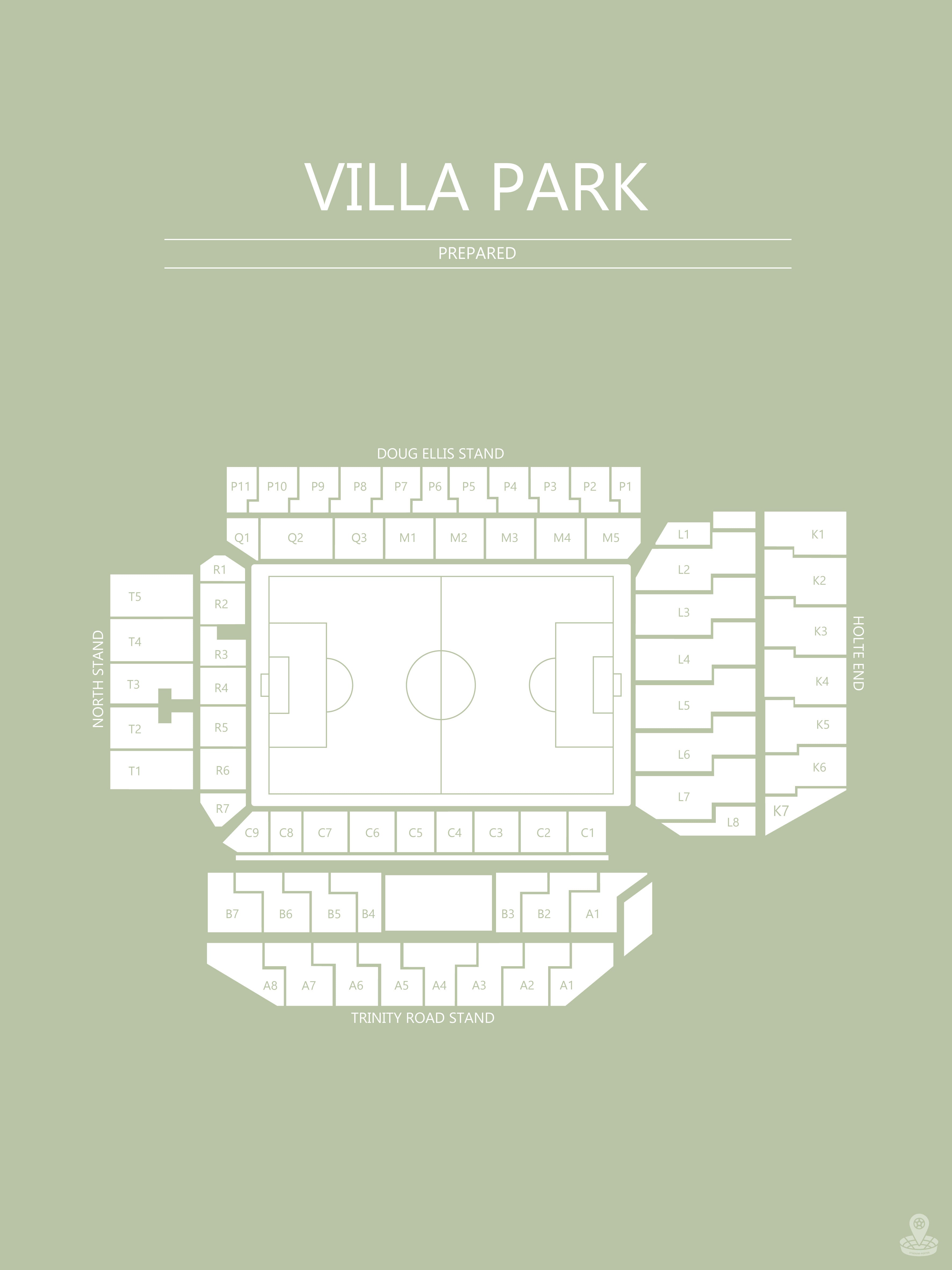 Fodbold plakat Aston Villa Villa Park Lysegrøn