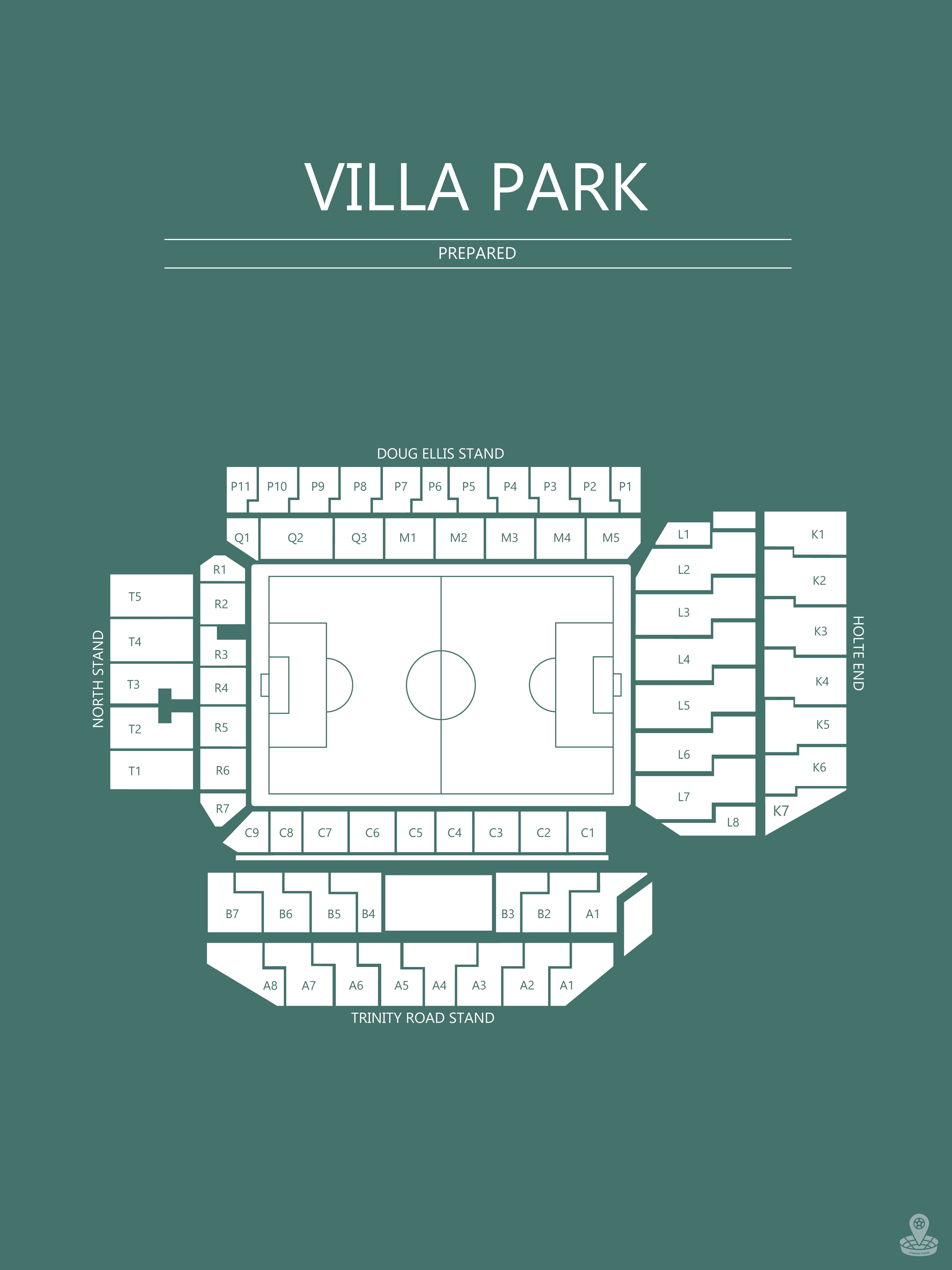 Fodbold plakat Aston Villa Villa Park Mørkegrøn