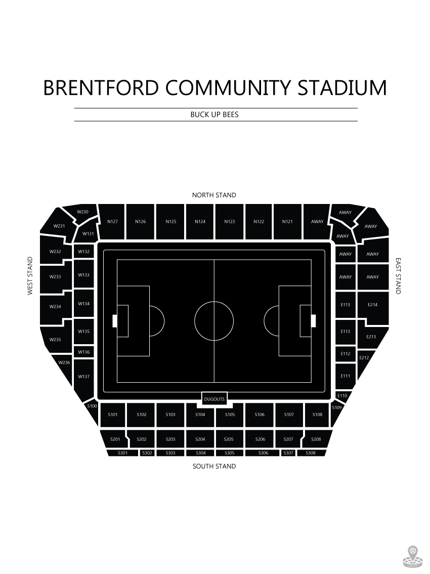 Fodbold plakat Brentford Community Stadium hvid