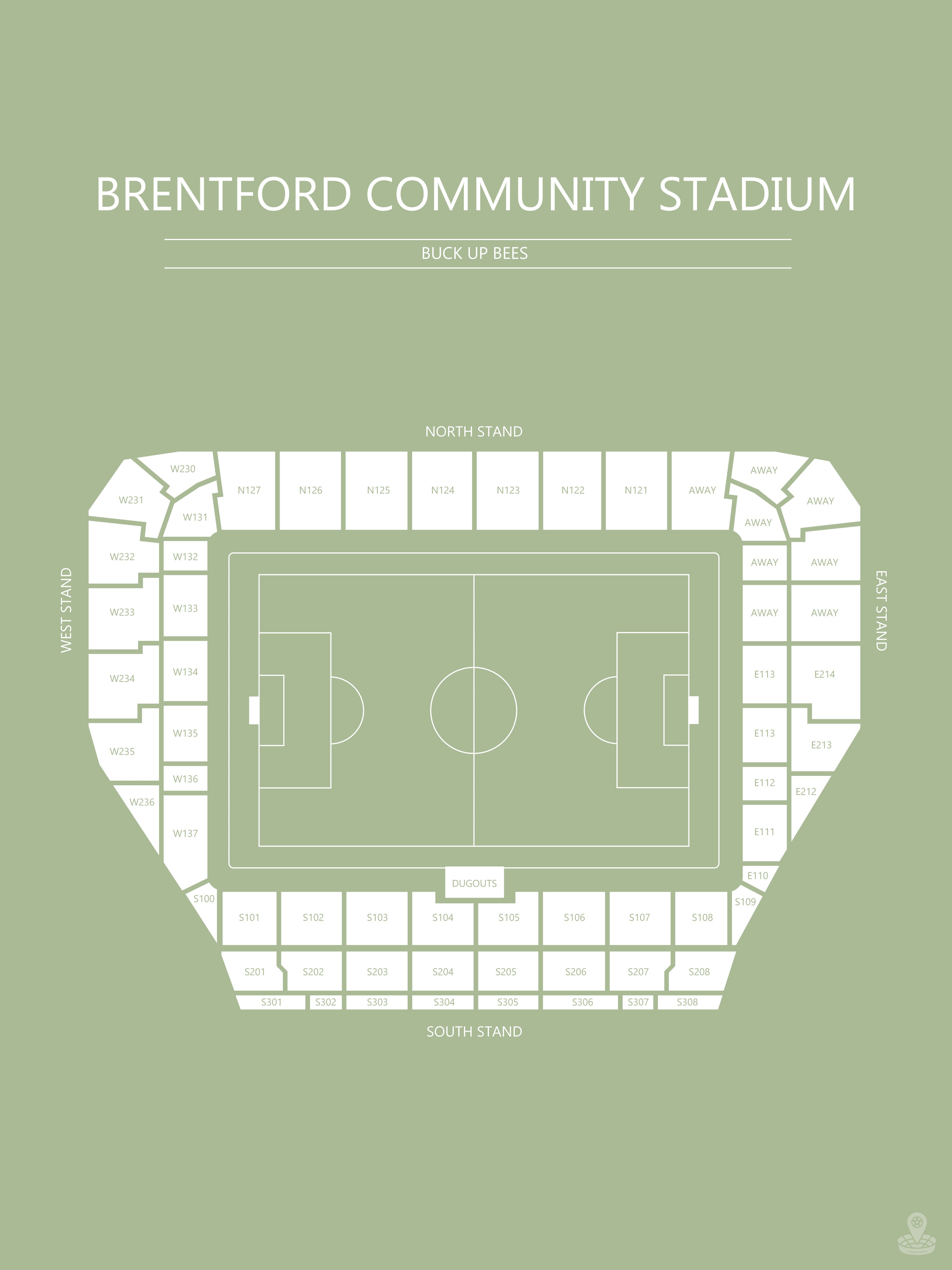 Fodbold plakat Brentford Community Stadium lysegrøn