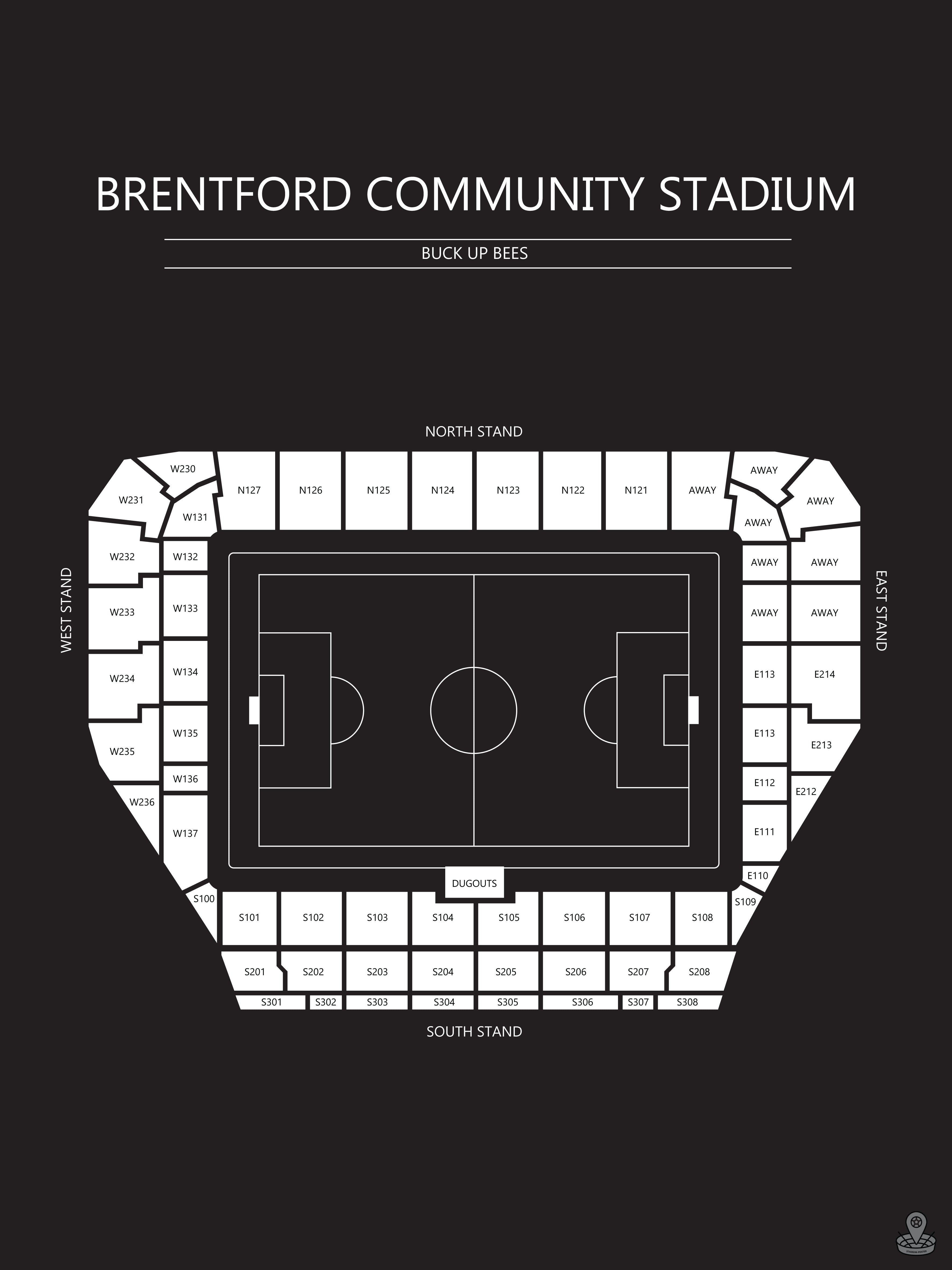 Fodbold plakat Brentford Community Stadium sort