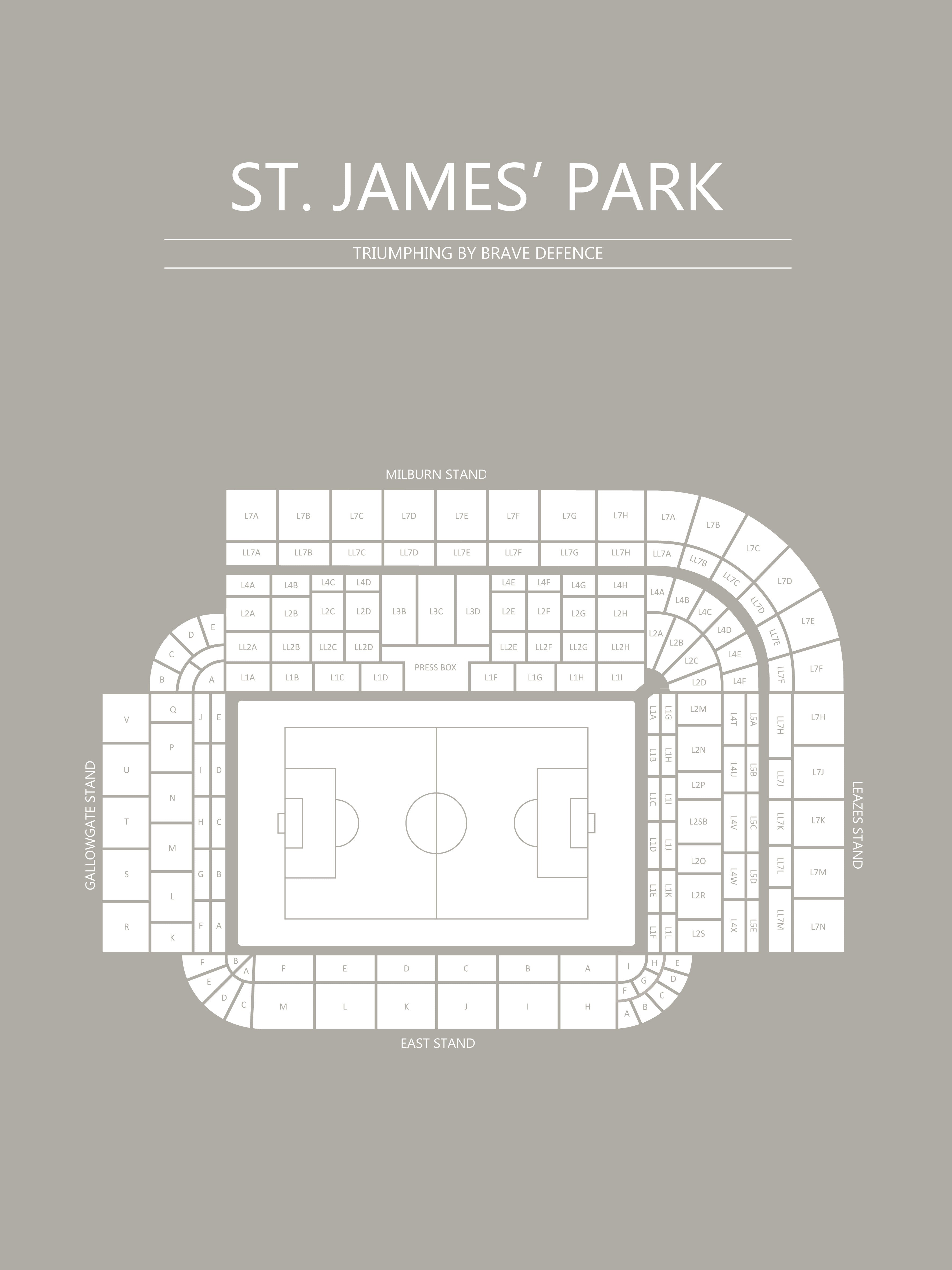 Fodbold plakat Newcastle St. James park grå