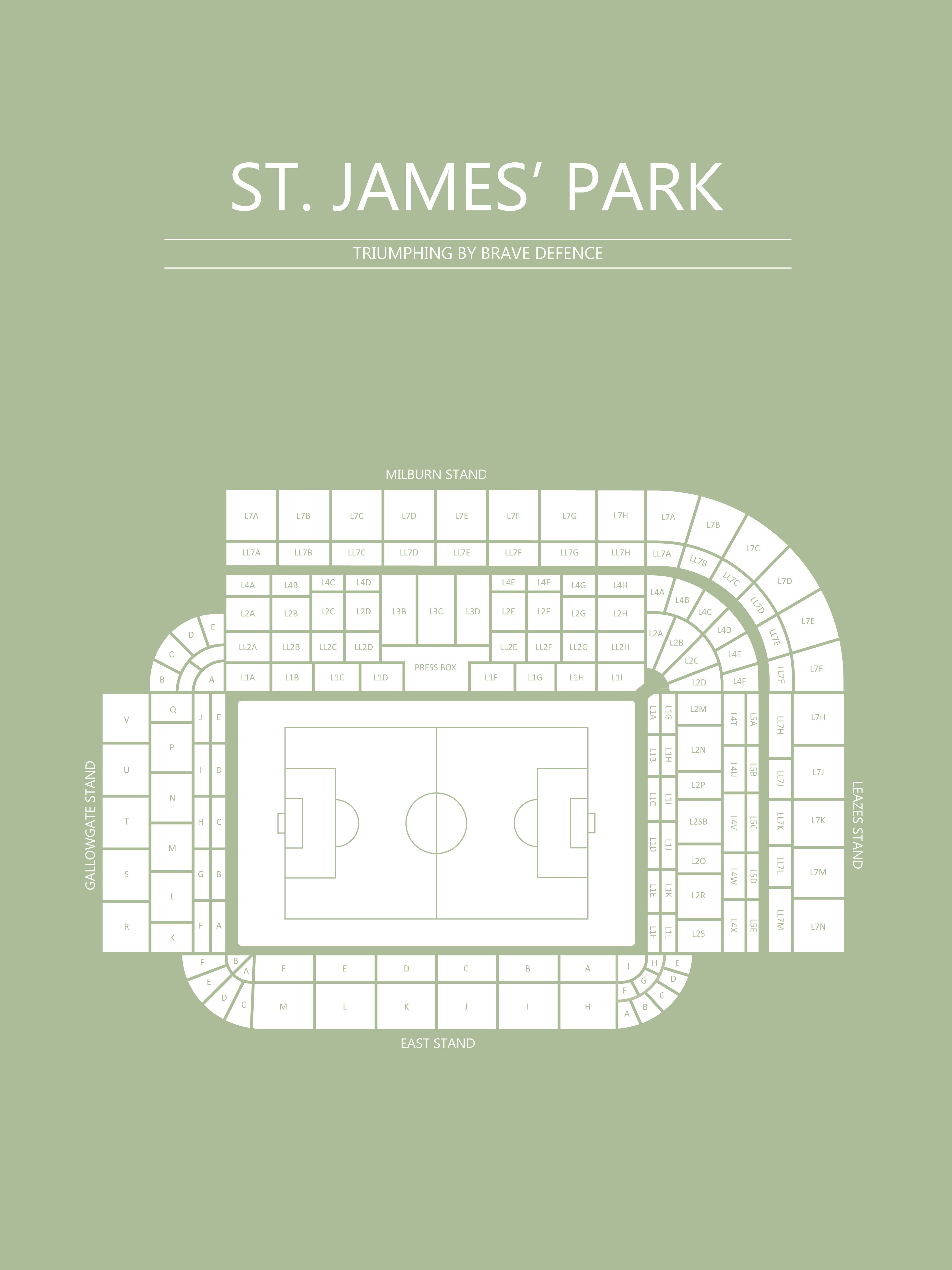 Fodbold plakat Newcastle St. James park lysegrøn