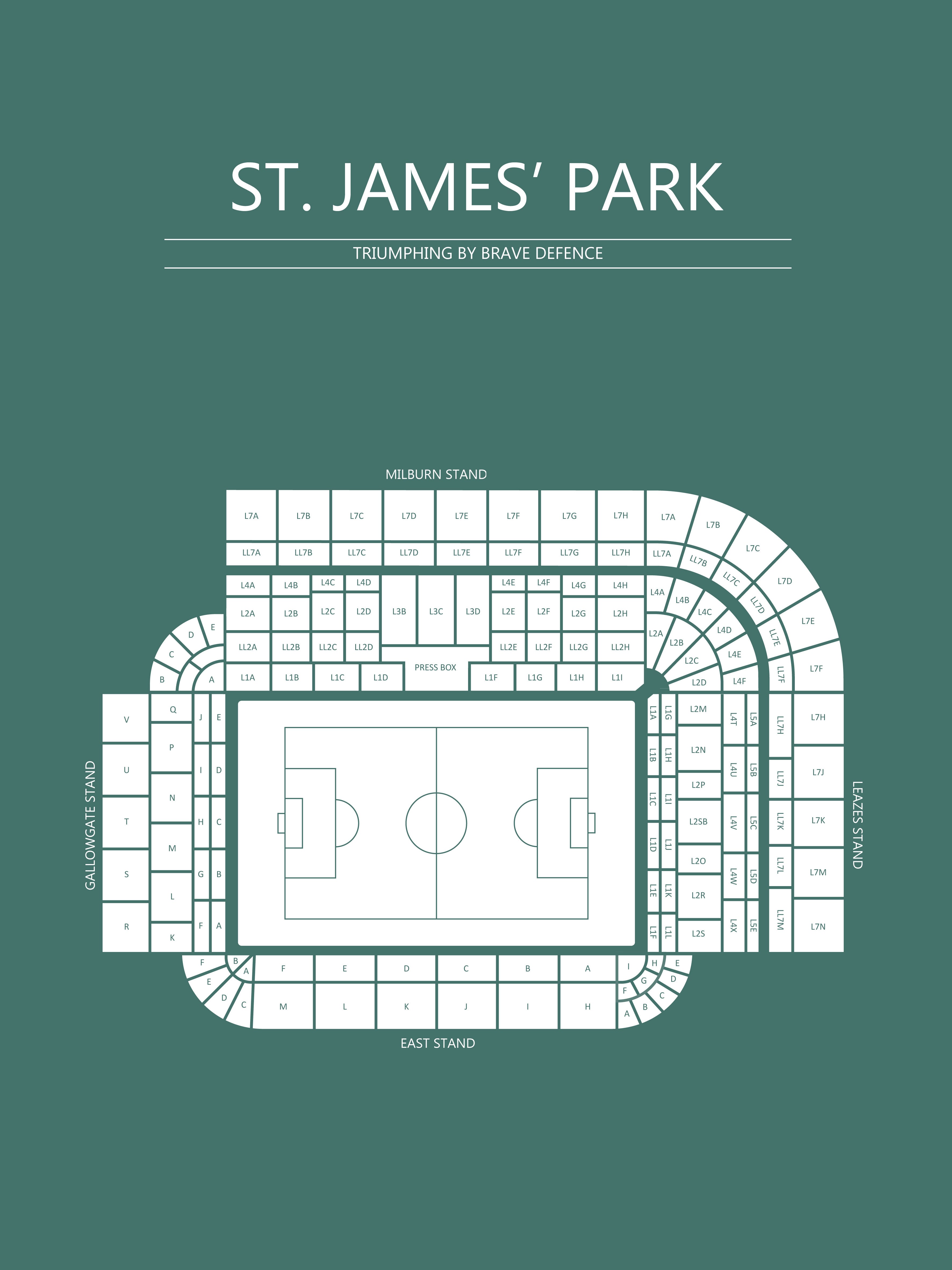 Fodbold plakat Newcastle St. James park mørkegrøn