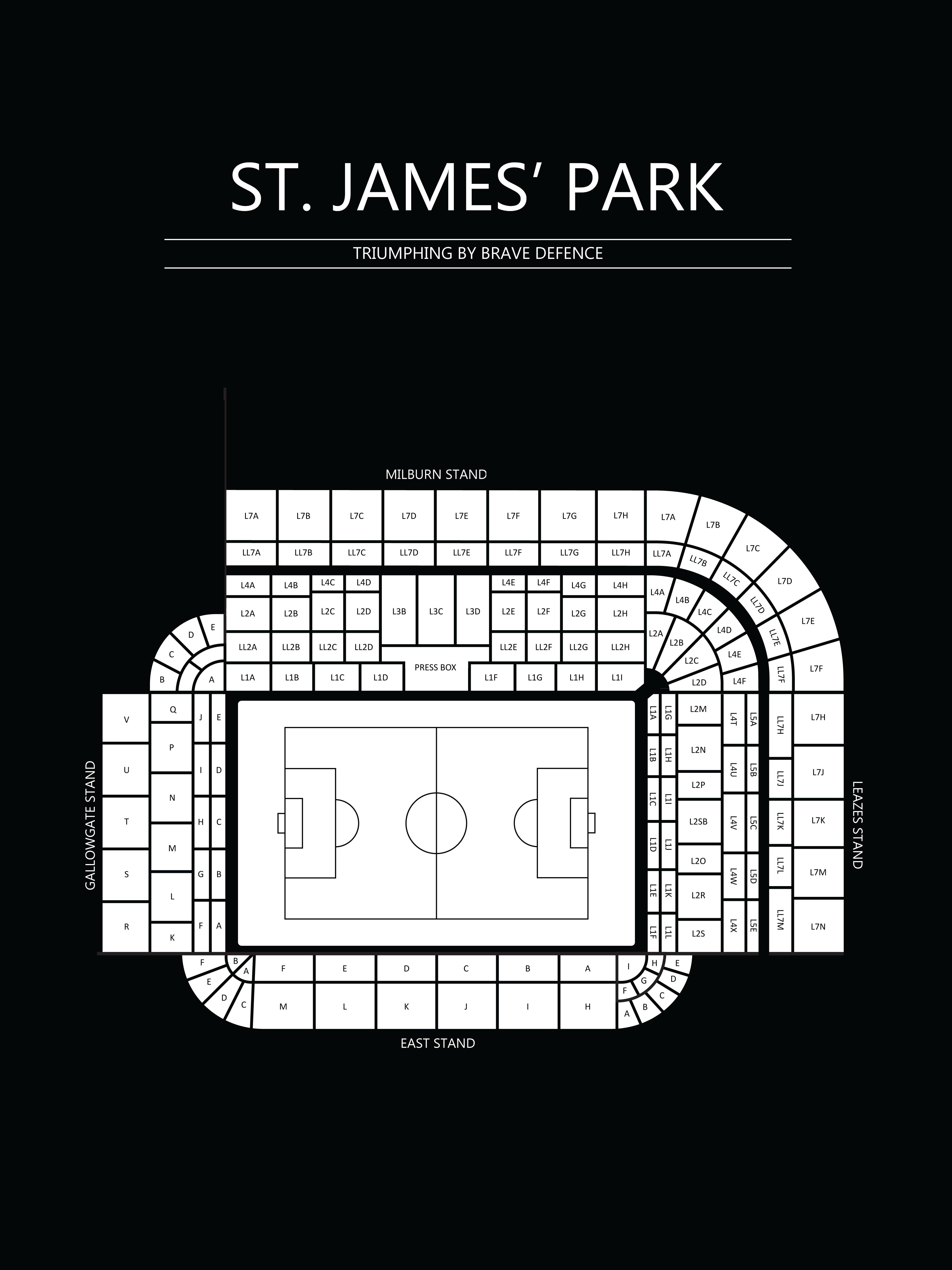 Fodbold plakat Newcastle St. James park sort
