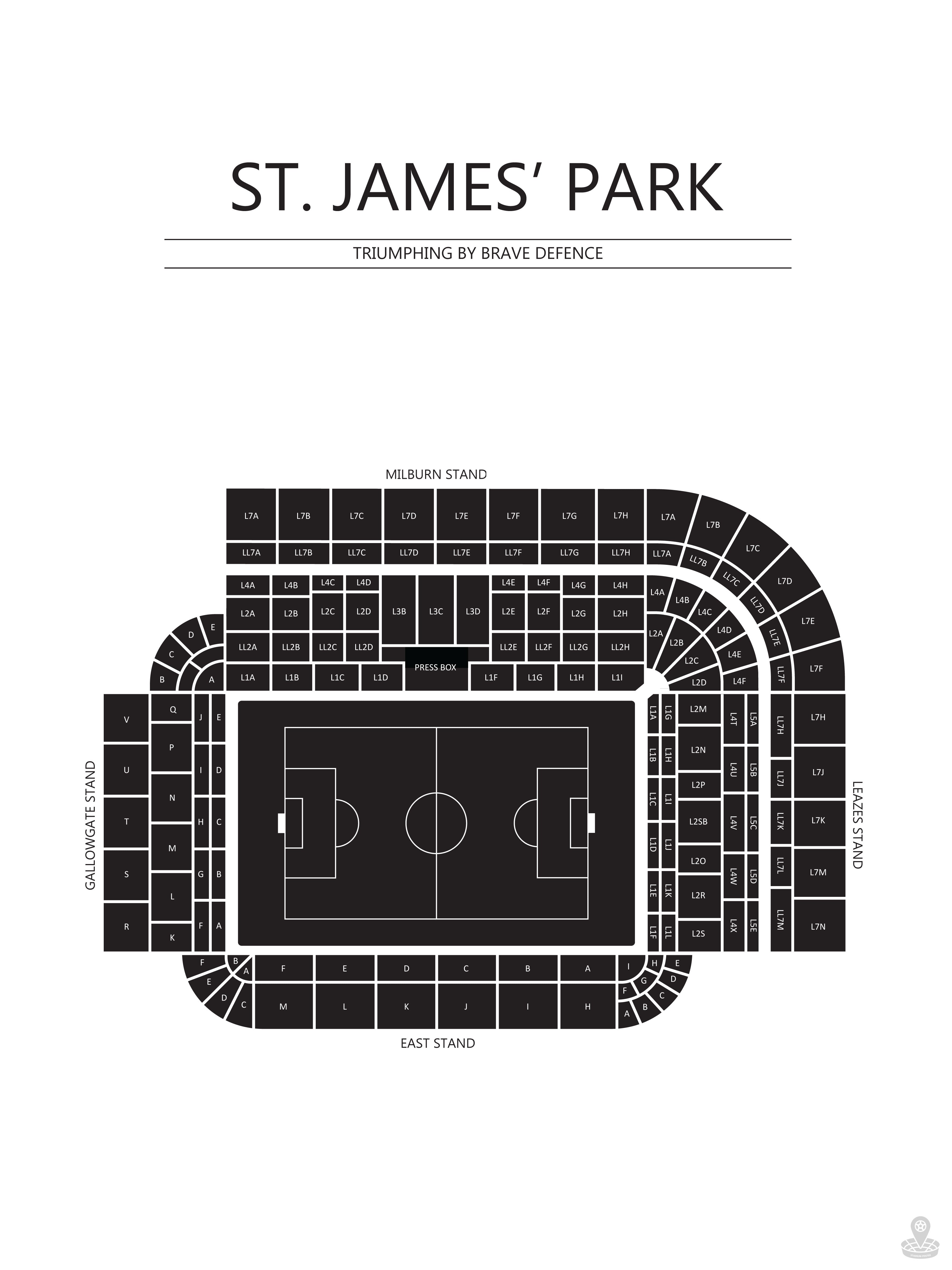 Fodbold plakat Newcastle St. James park Hvid
